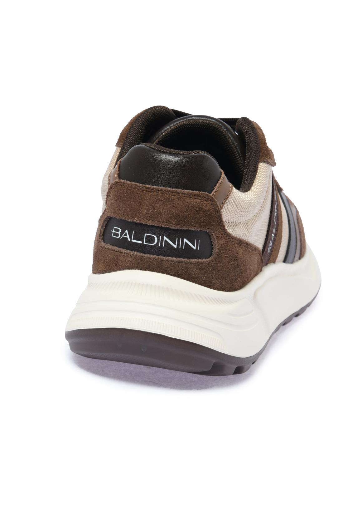 Sneaker in brown suede and beige fabric