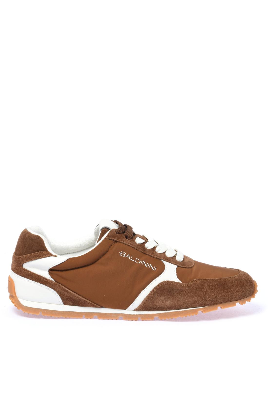 Sneaker in tan suede and fabric