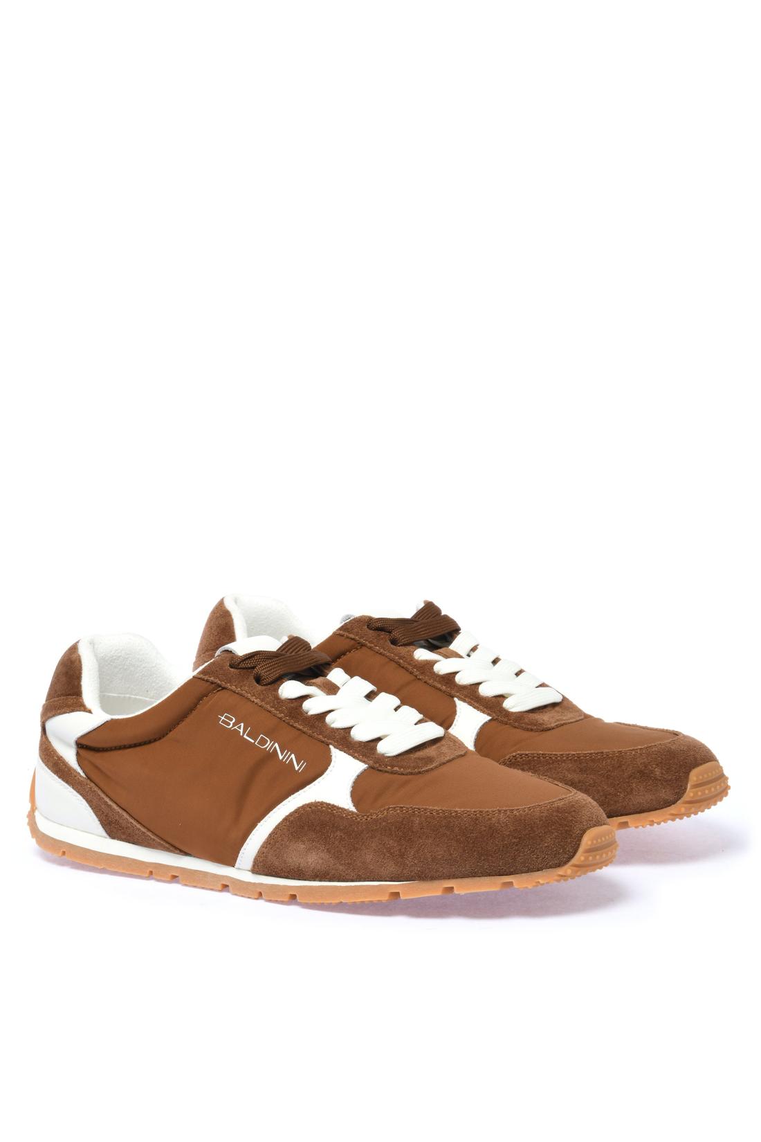 Sneaker in tan suede and fabric
