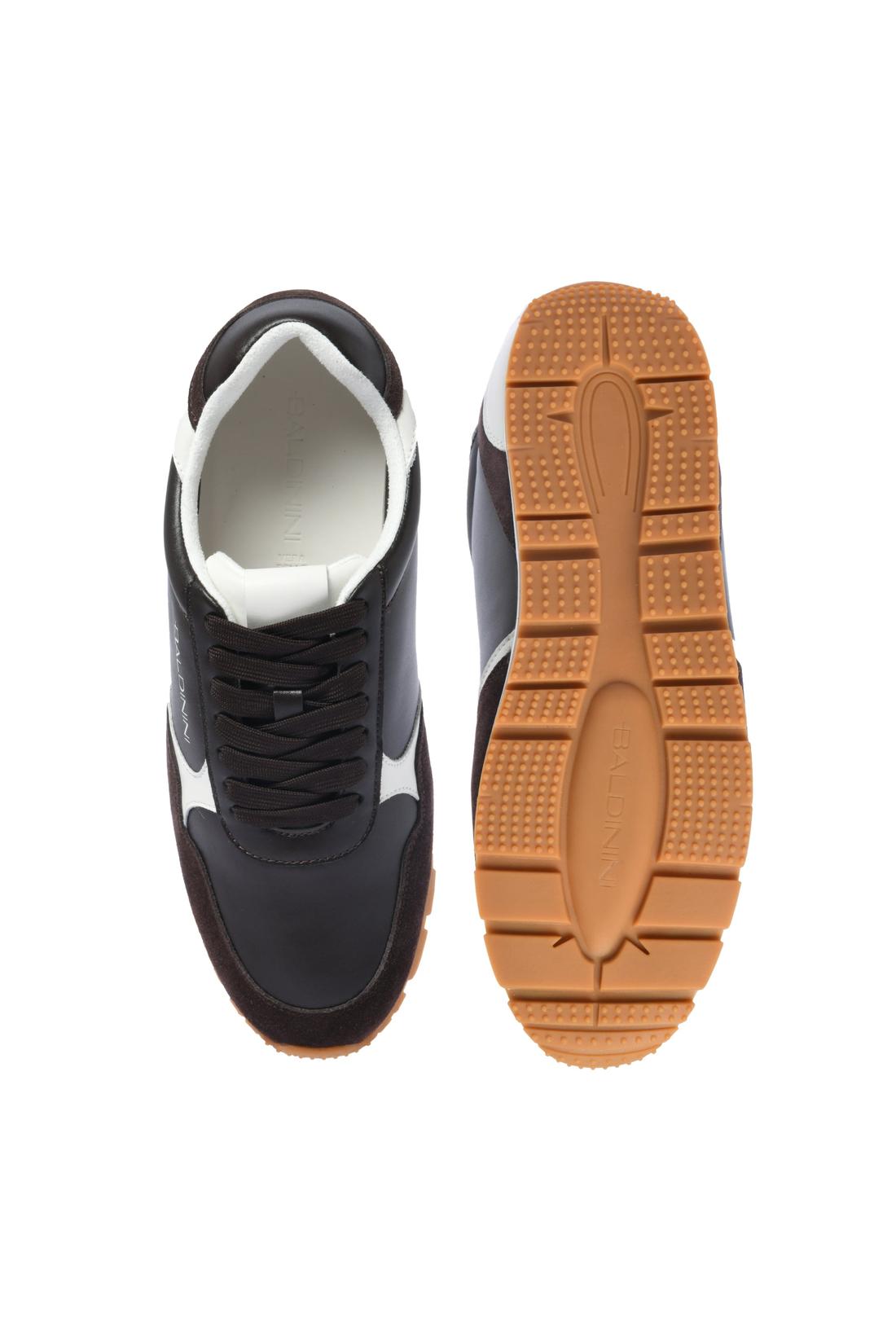 Sneaker in dark brown suede and leather
