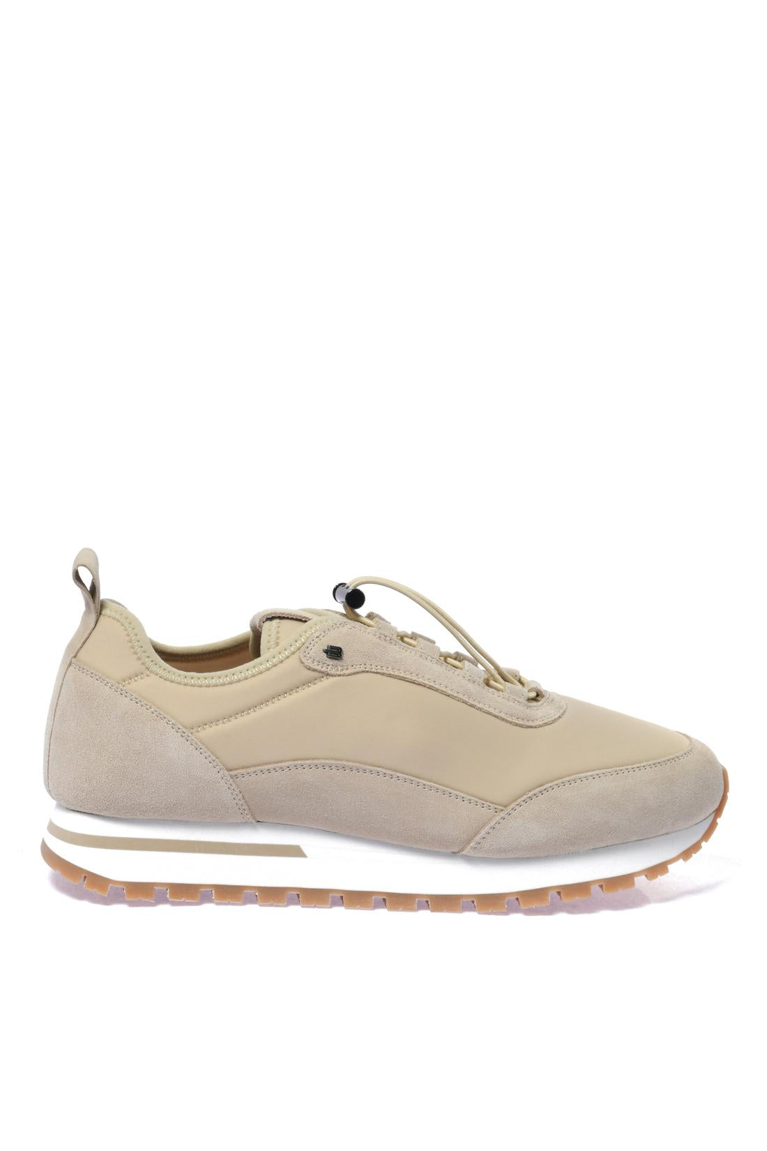 Beige suede and fabric sneaker
