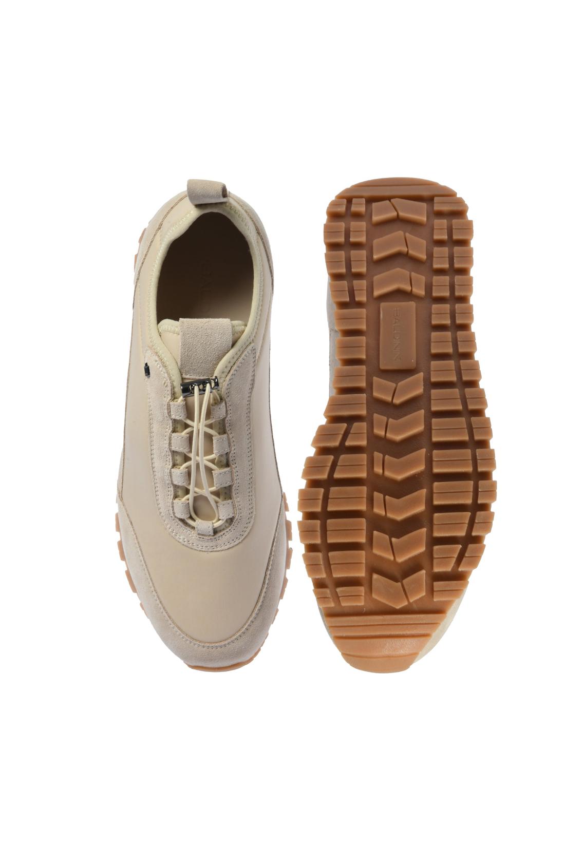 Beige suede and fabric sneaker