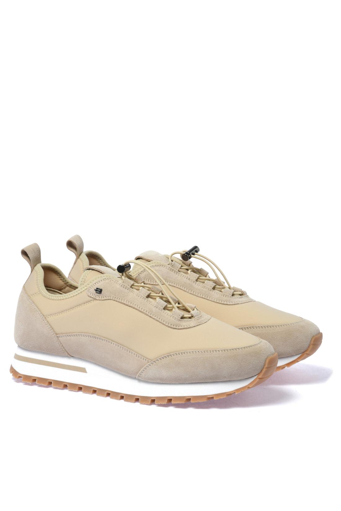 Beige suede and fabric sneaker