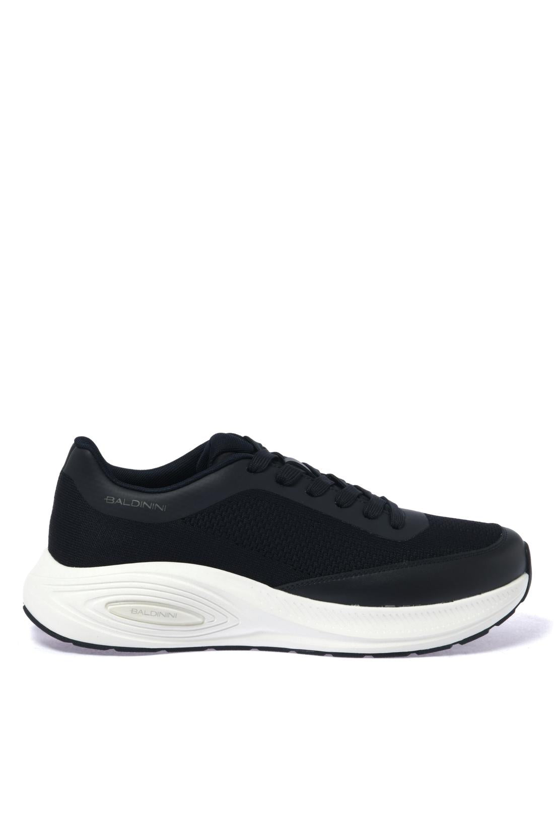 Blue leather and fabric sneaker