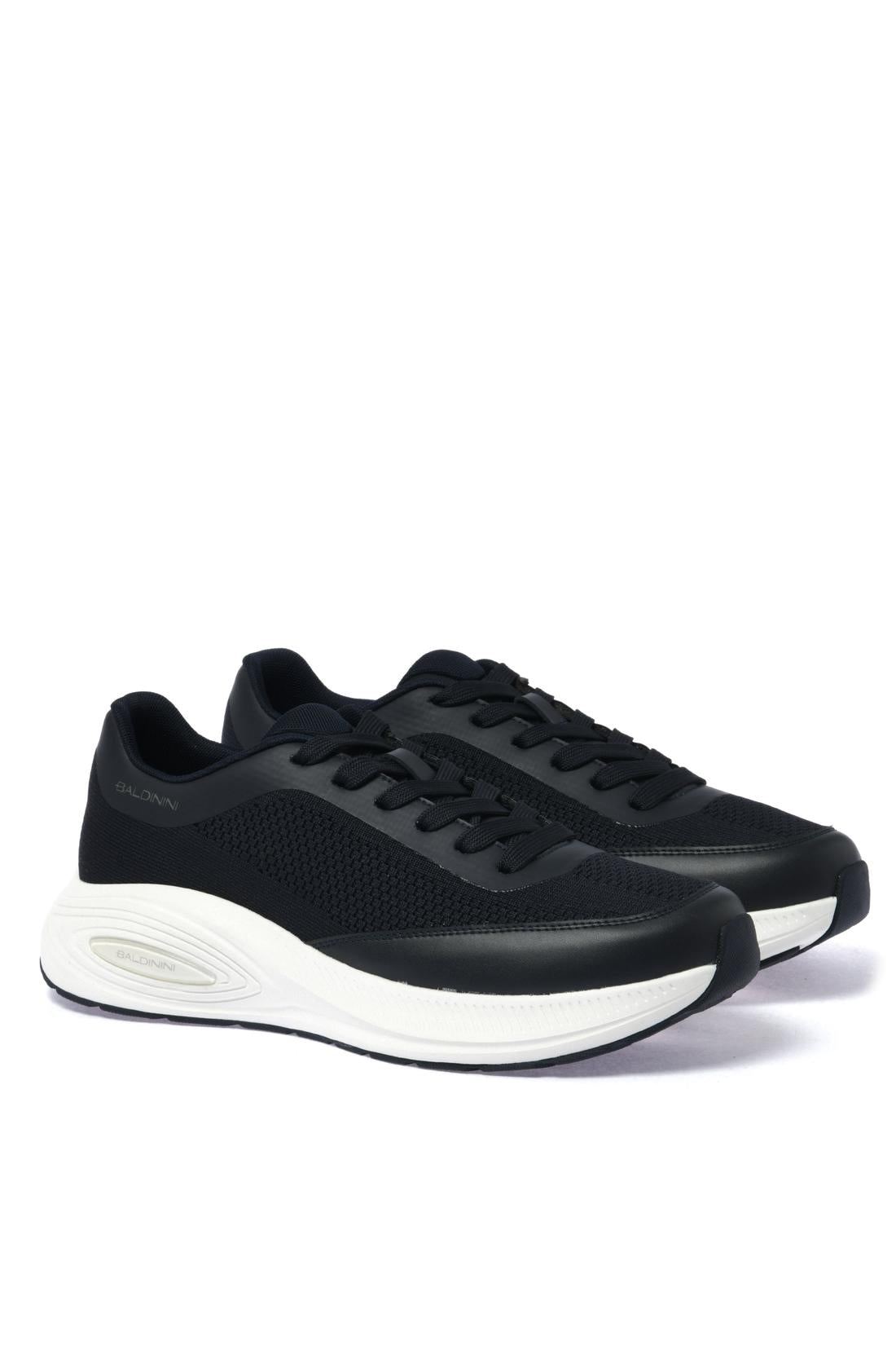 Blue leather and fabric sneaker