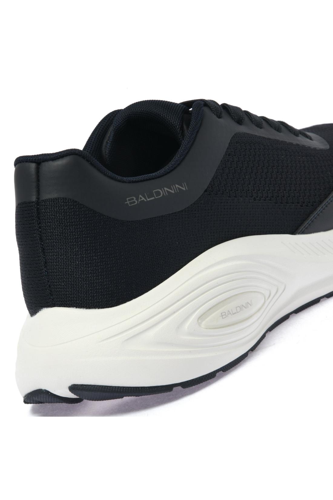 Blue leather and fabric sneaker