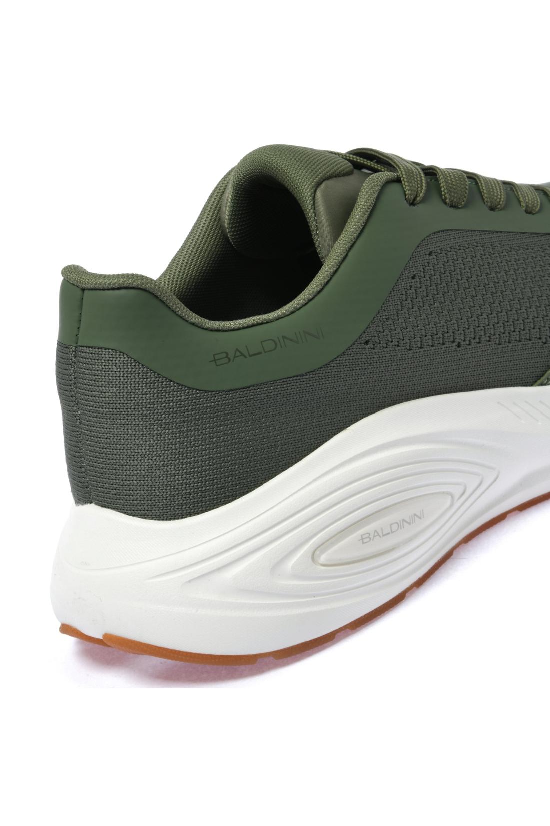 Green leather and fabric sneaker