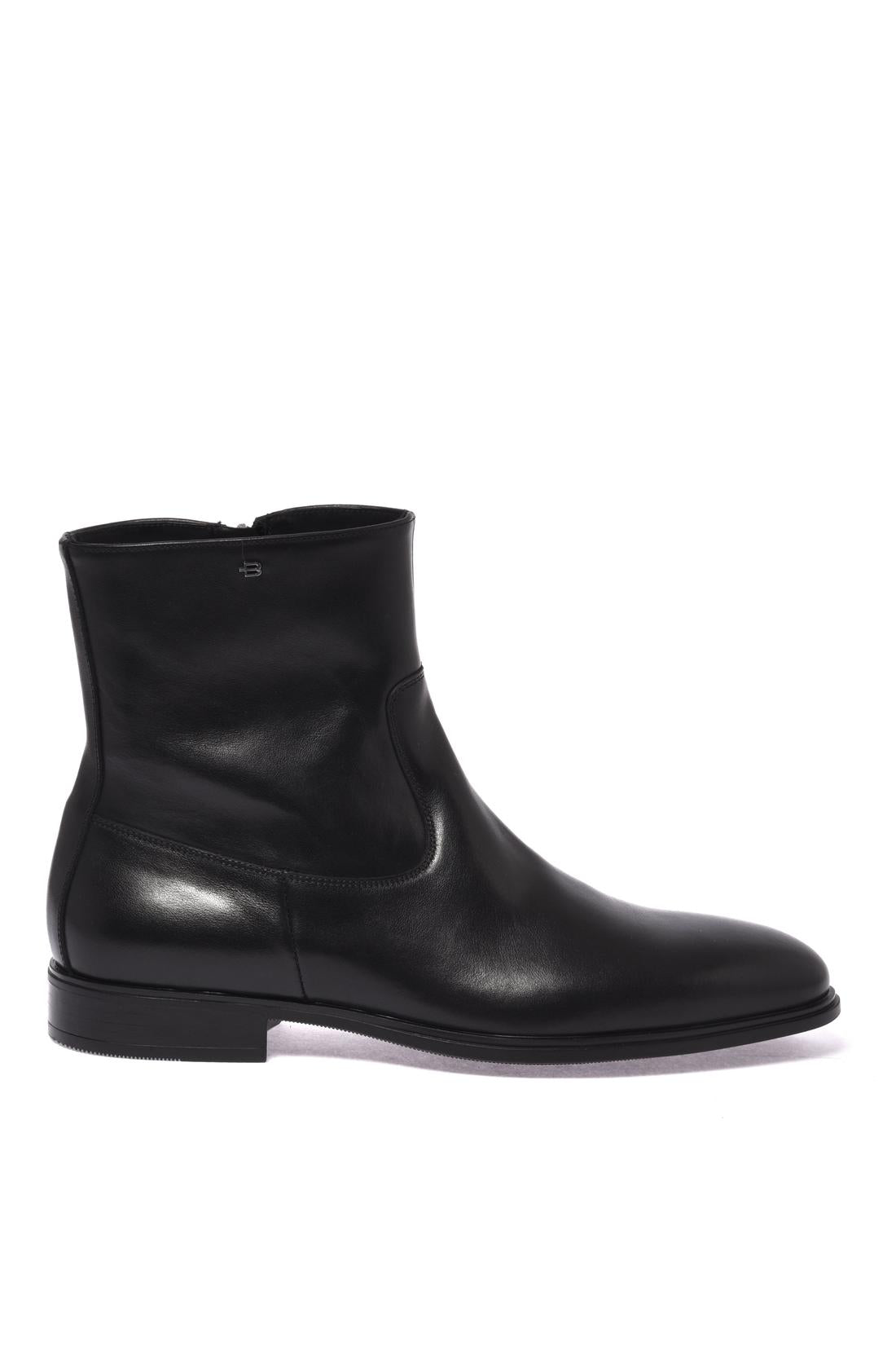 Black leather ankle boot