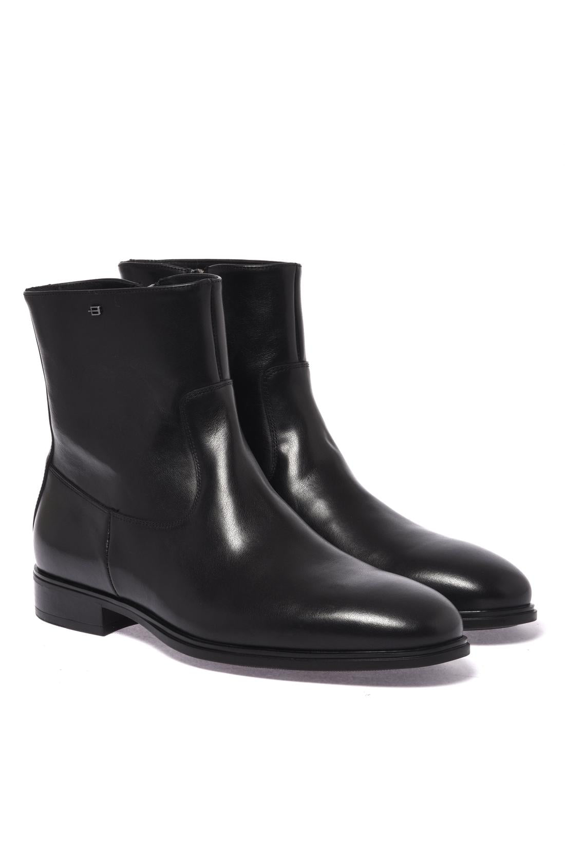 Black leather ankle boot