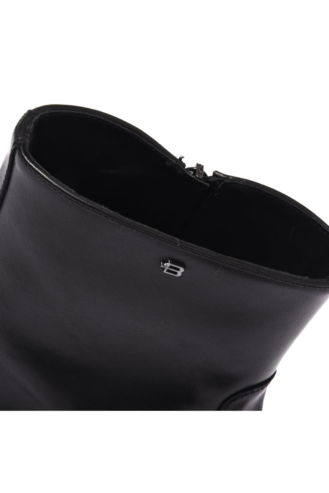 Black leather ankle boot