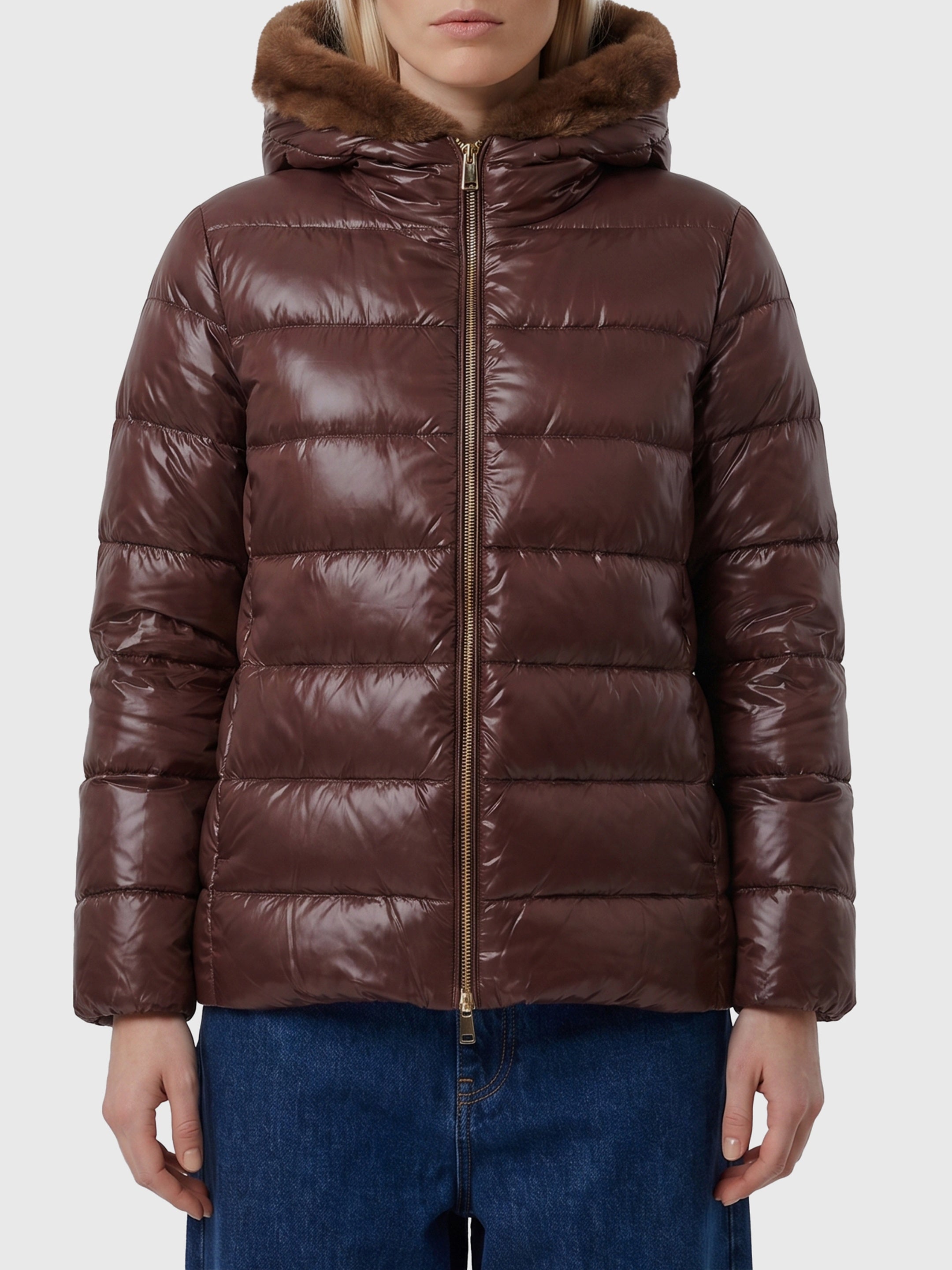 Herno-OUTLET-SALE-Ultralight down jacket with faux fur-ARCHIVIST