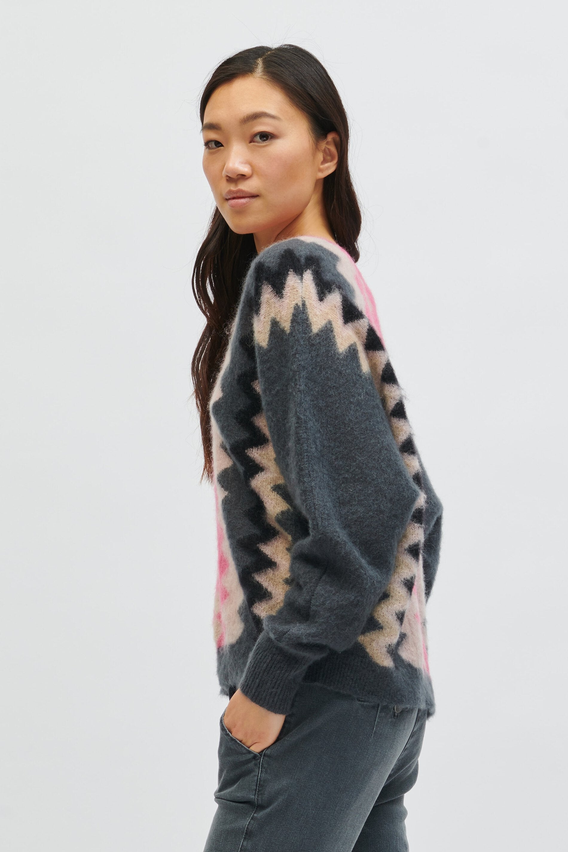 LUISA CERANO-OUTLET-SALE-V-Pullover mit 70´s-Print-Strick-by-ARCHIVIST
