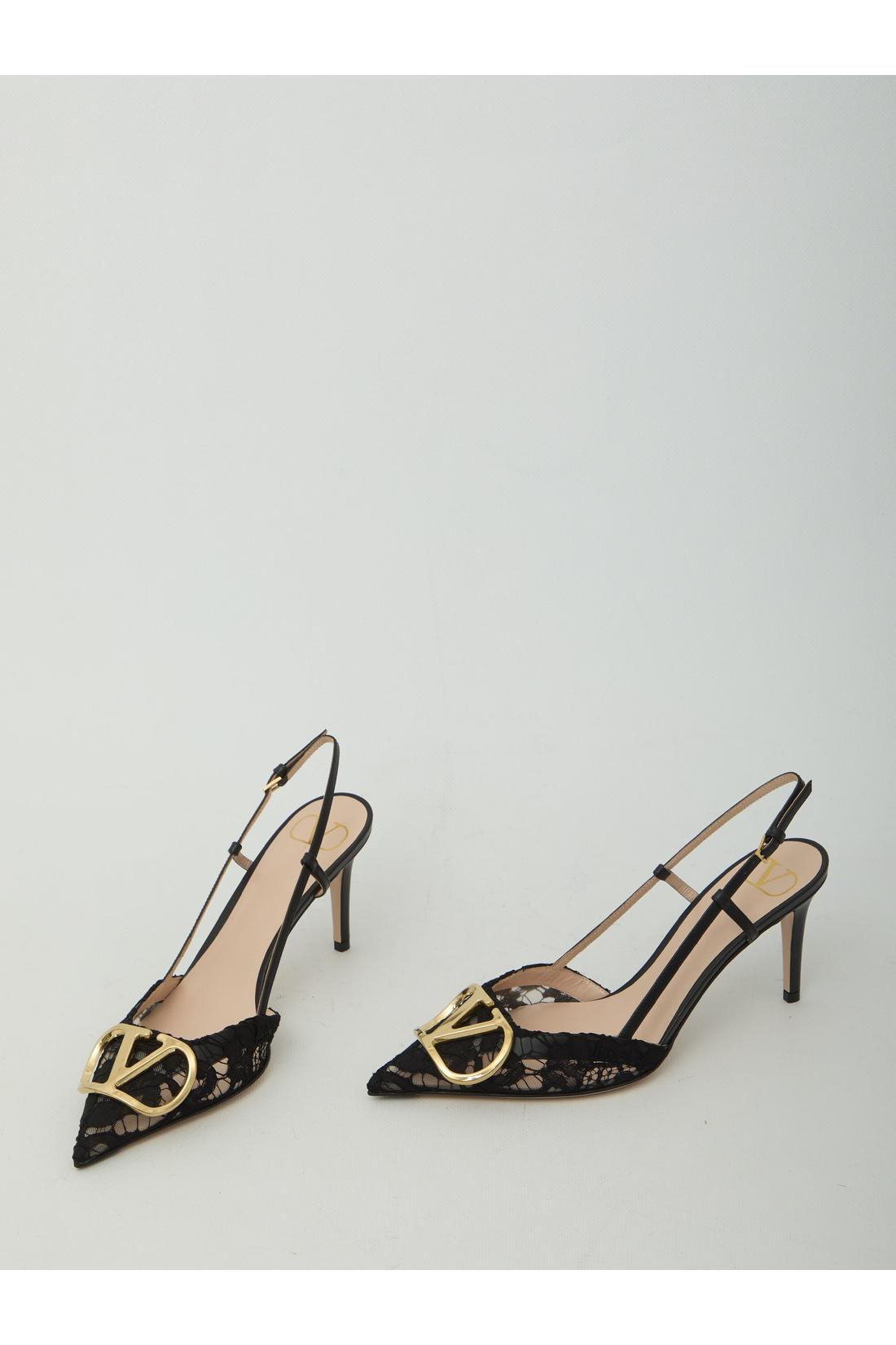 Valentino garavani-OUTLET-SALE-VLogo Signature slingback pumps in lace-ARCHIVIST