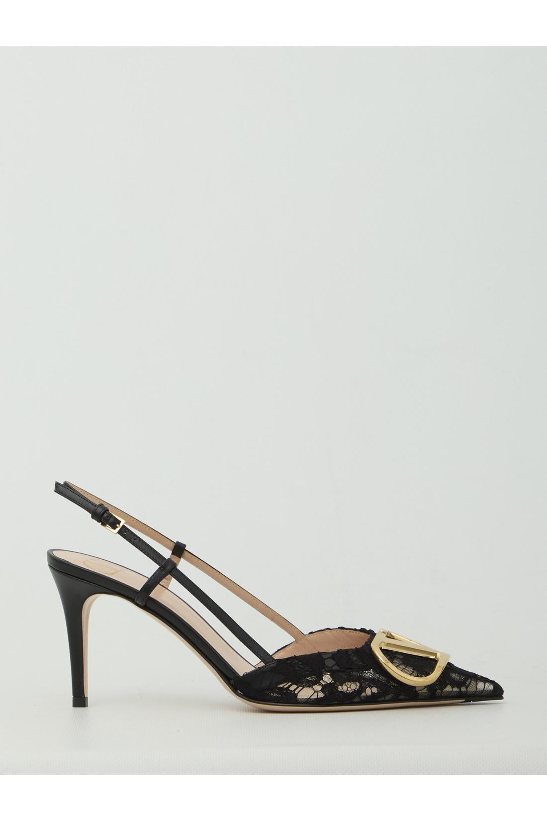 Valentino garavani-OUTLET-SALE-VLogo Signature slingback pumps in lace-ARCHIVIST