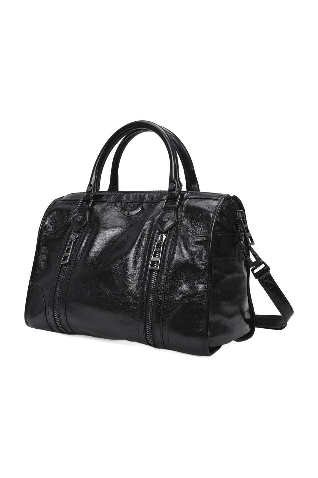 Tasche Sunny Medium aus schwarzem Leder