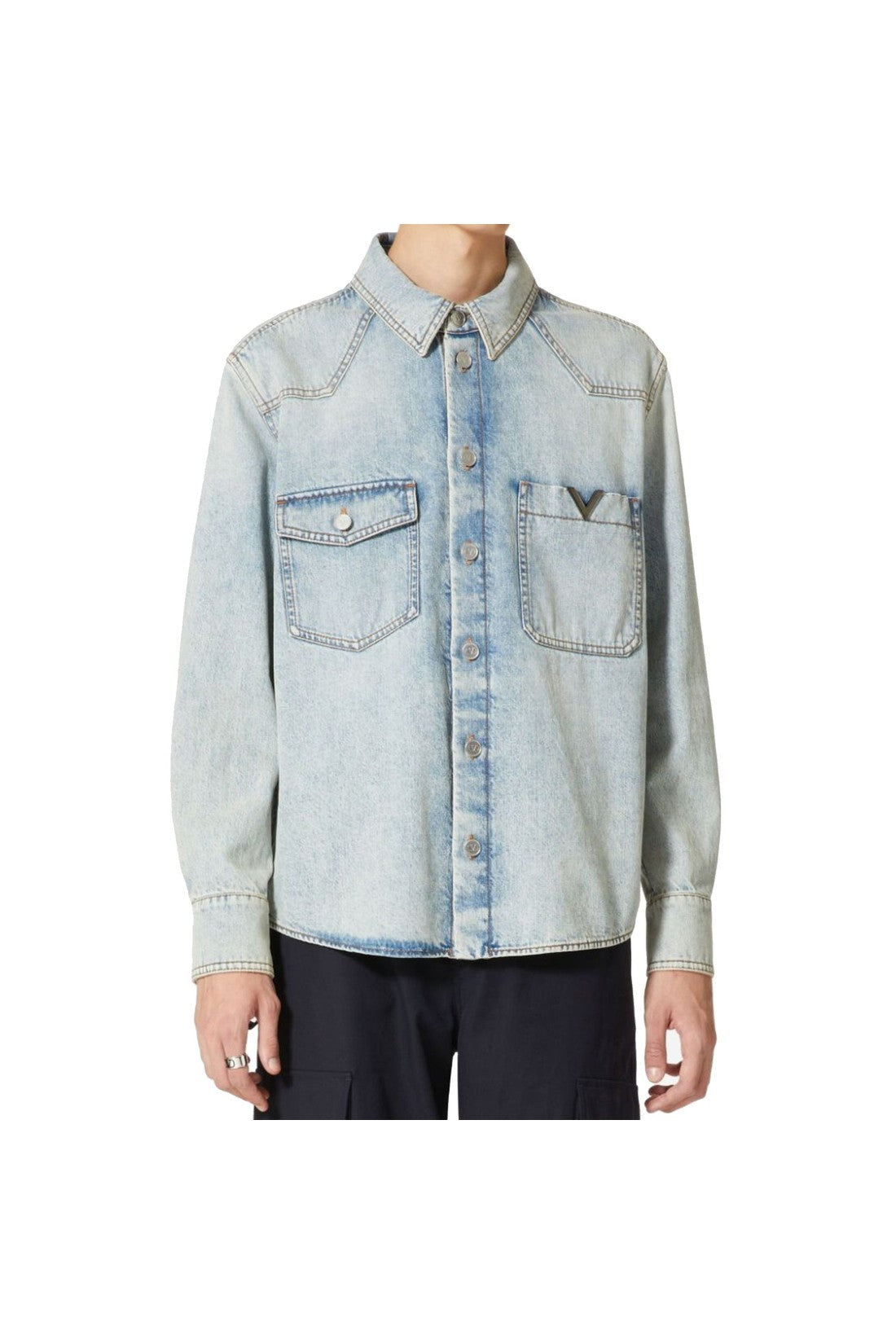 VALENTINO-OUTLET-SALE-Valentino Garavani Cotton Denim Shirt-ARCHIVIST