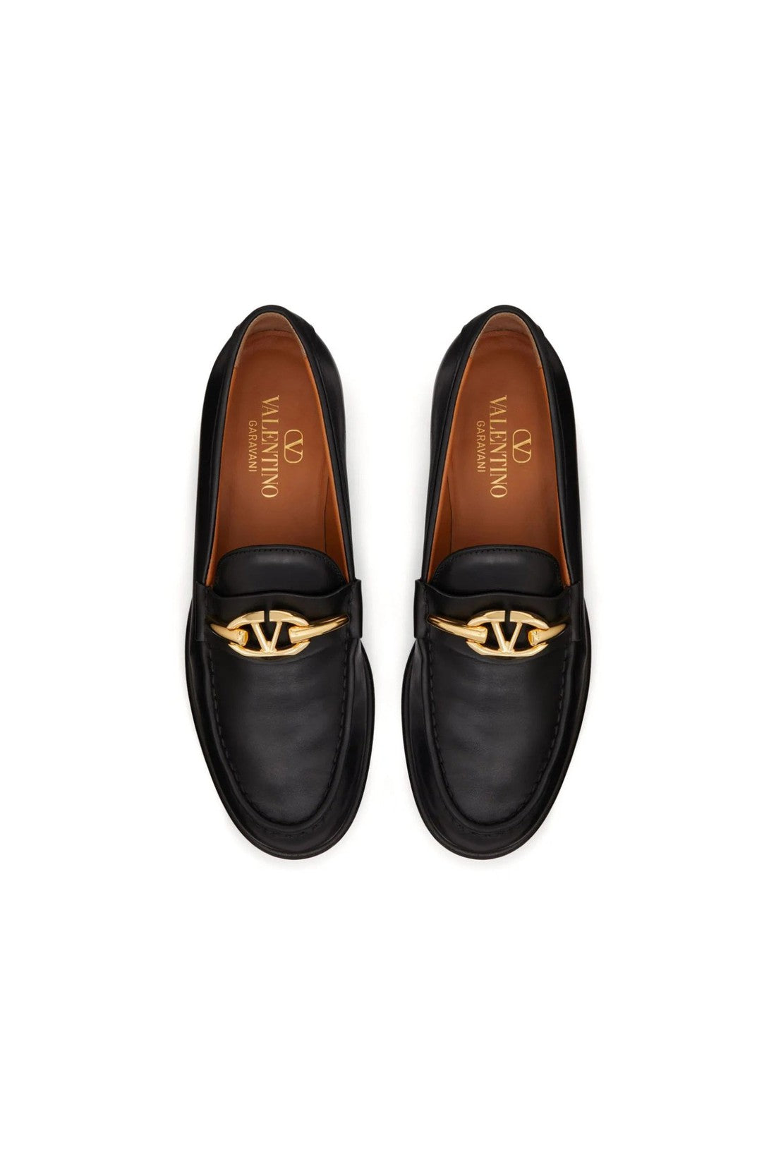 Valentino Garavani-OUTLET-SALE-Valentino Garavani V-Logo Moon Leather Loafers-ARCHIVIST