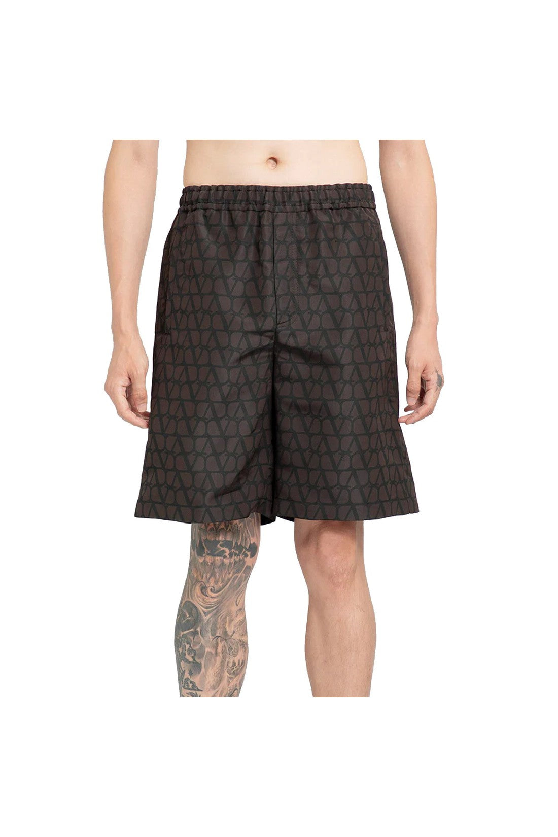 VALENTINO-OUTLET-SALE-Valentino Logo Silk Shorts-ARCHIVIST