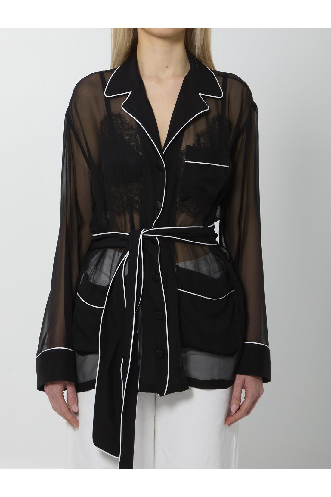 Dolce & Gabbana-OUTLET-SALE-Vanity chiffon shirt-ARCHIVIST