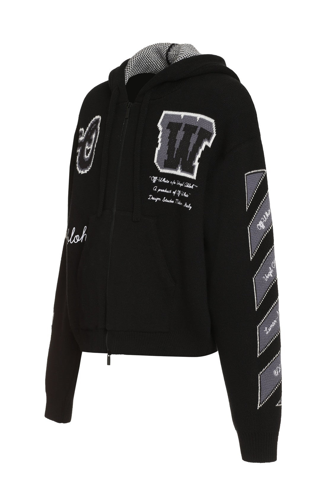 Off-White-OUTLET-SALE-Varsity knitted full zip hoodie-ARCHIVIST