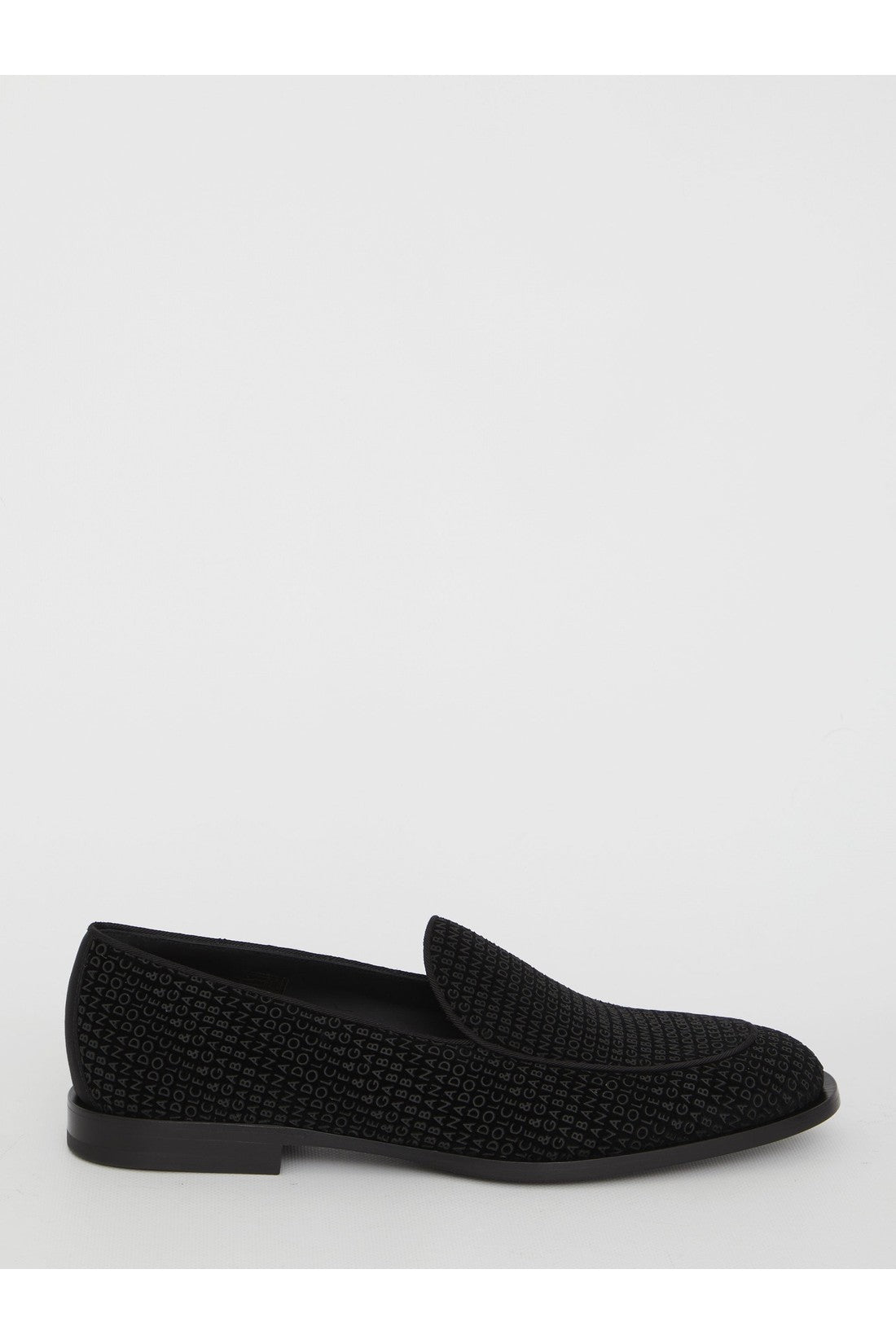 DOLCE&GABBANA-OUTLET-SALE-Velvet logoed loafers-ARCHIVIST