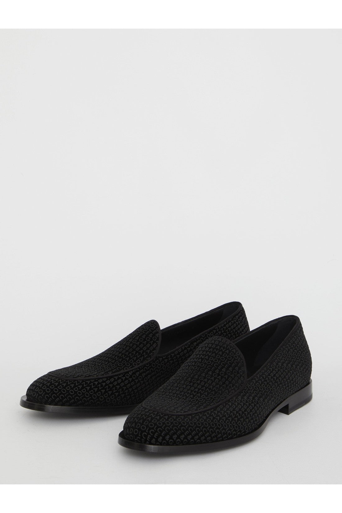 Dolce&Gabbana-OUTLET-SALE-Velvet logoed loafers-ARCHIVIST