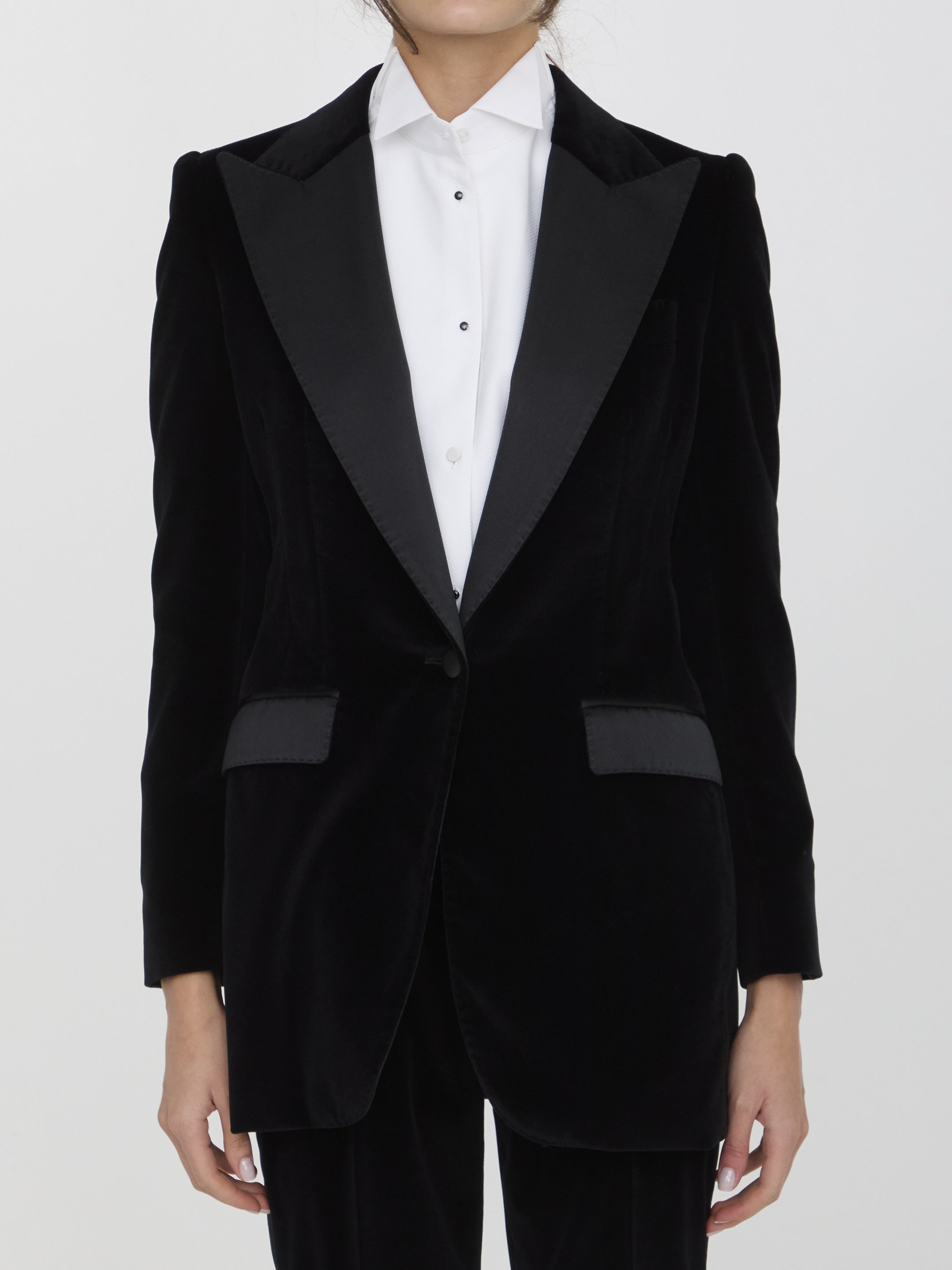 DOLCE&GABBANA-OUTLET-SALE-Velvet tuxedo jacket-ARCHIVIST