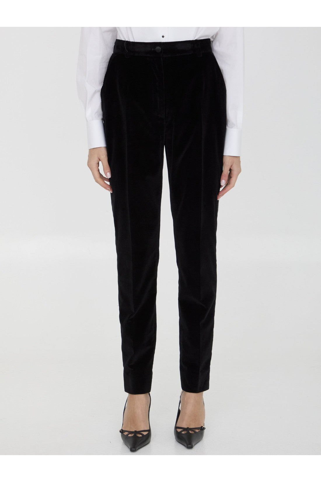 DOLCE&GABBANA-OUTLET-SALE-Velvet tuxedo pants-ARCHIVIST