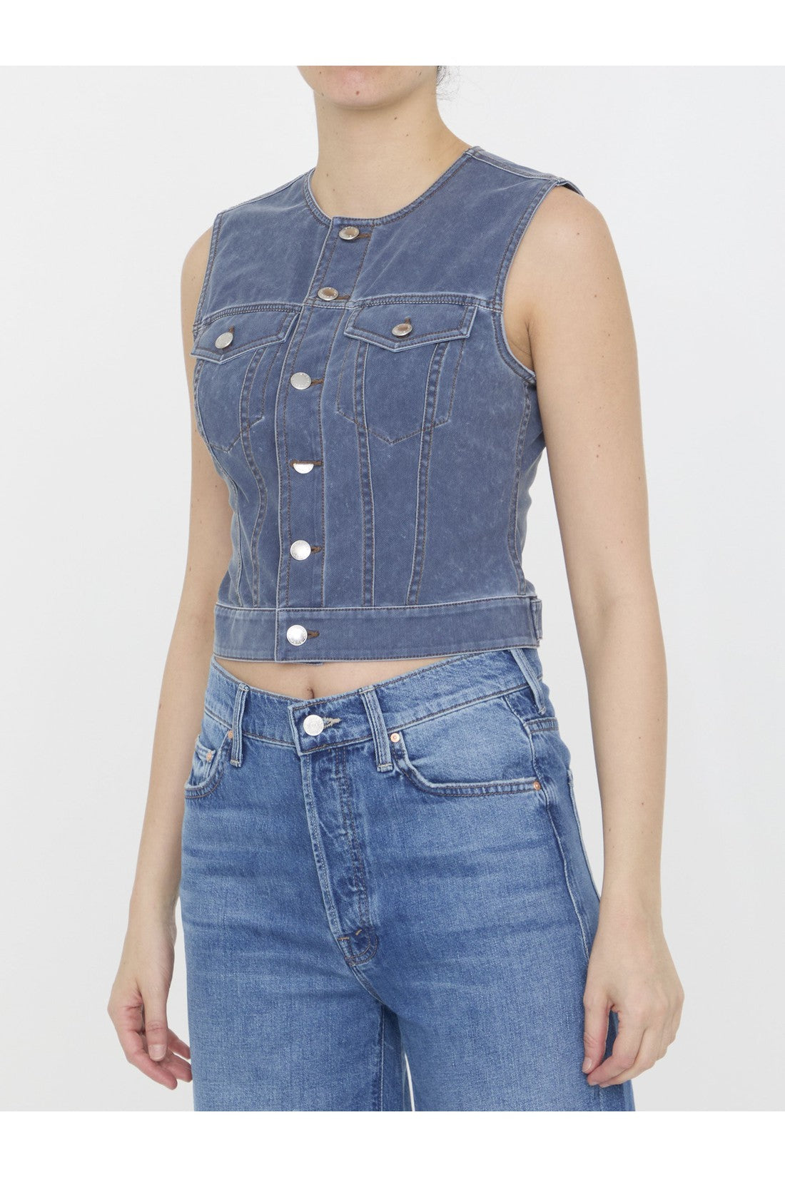 Alexander Wang-OUTLET-SALE-Vest in denim trompe-l'oeil-ARCHIVIST