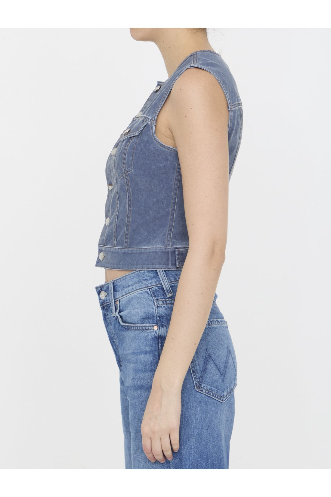 Alexander Wang-OUTLET-SALE-Vest in denim trompe-l'oeil-ARCHIVIST