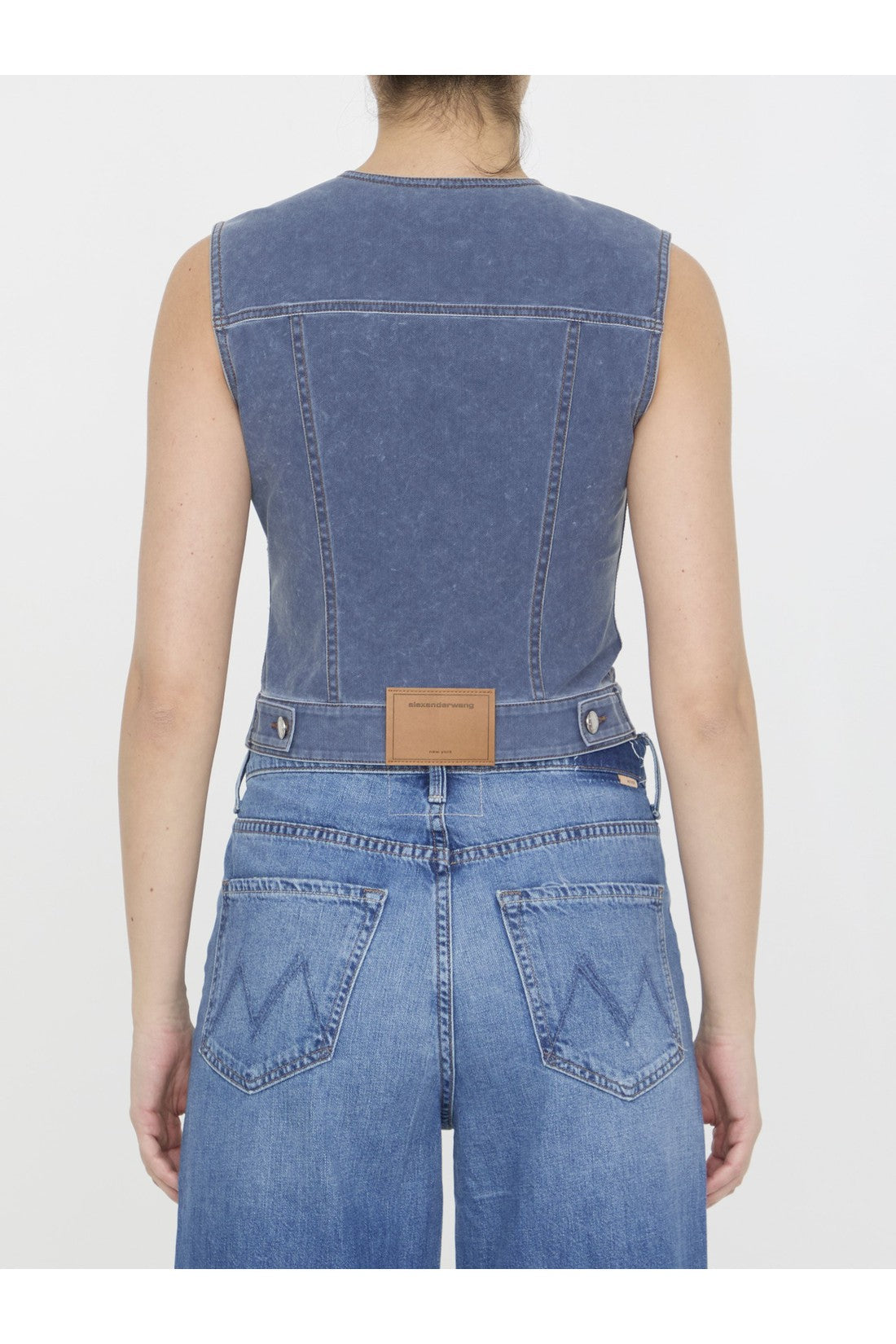 Alexander Wang-OUTLET-SALE-Vest in denim trompe-l'oeil-ARCHIVIST