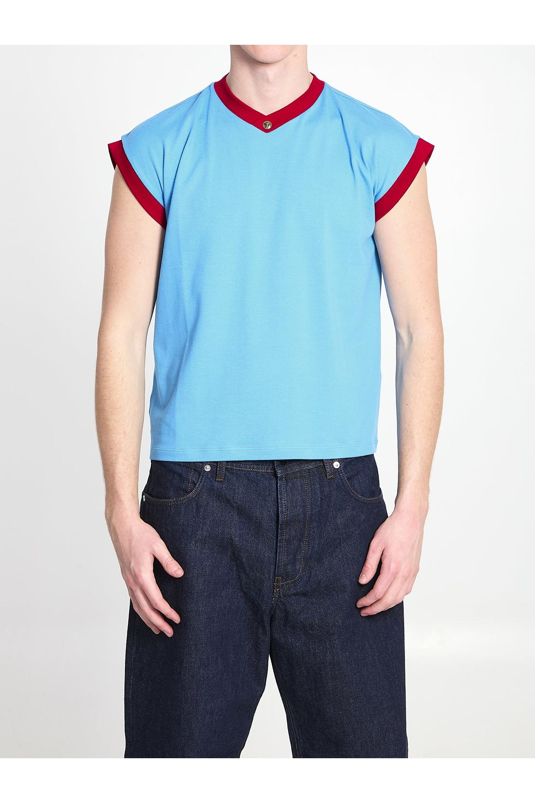 Vintage stretch cotton T-shirt-Shirts-Versace-L-BLAU-ARCHIVIST