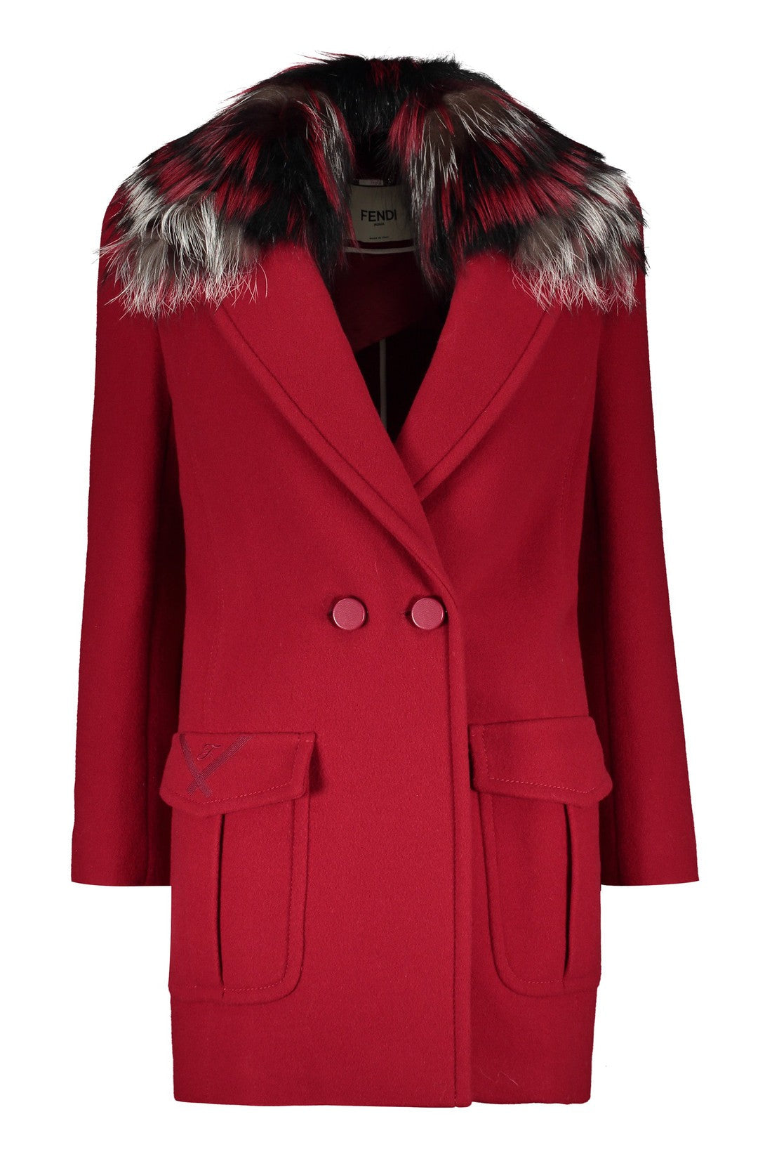 Fendi-OUTLET-SALE-Virgin wool coat with fox fur-ARCHIVIST