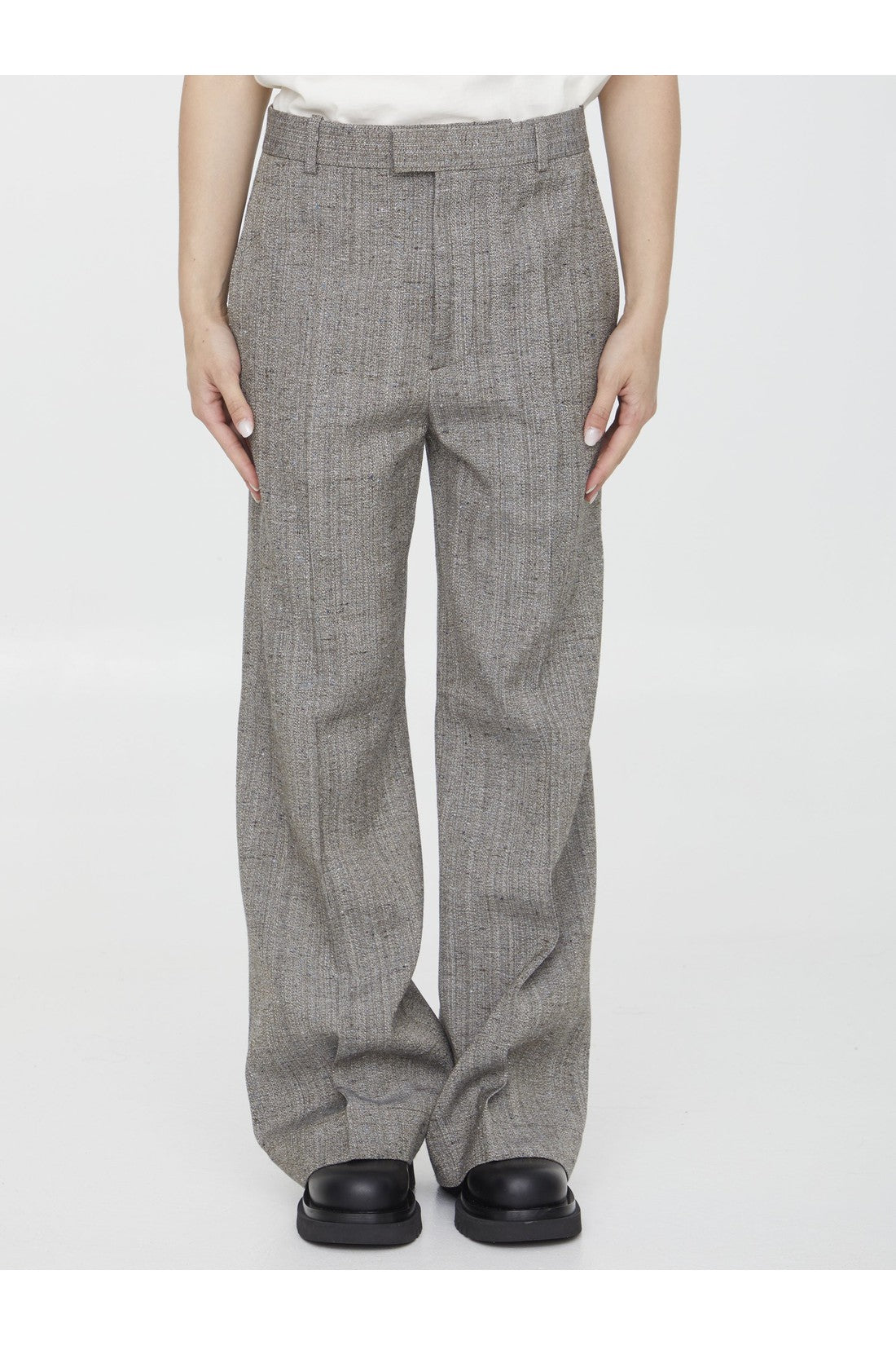 BOTTEGA VENETA-OUTLET-SALE-Viscose and silk flared pants-ARCHIVIST