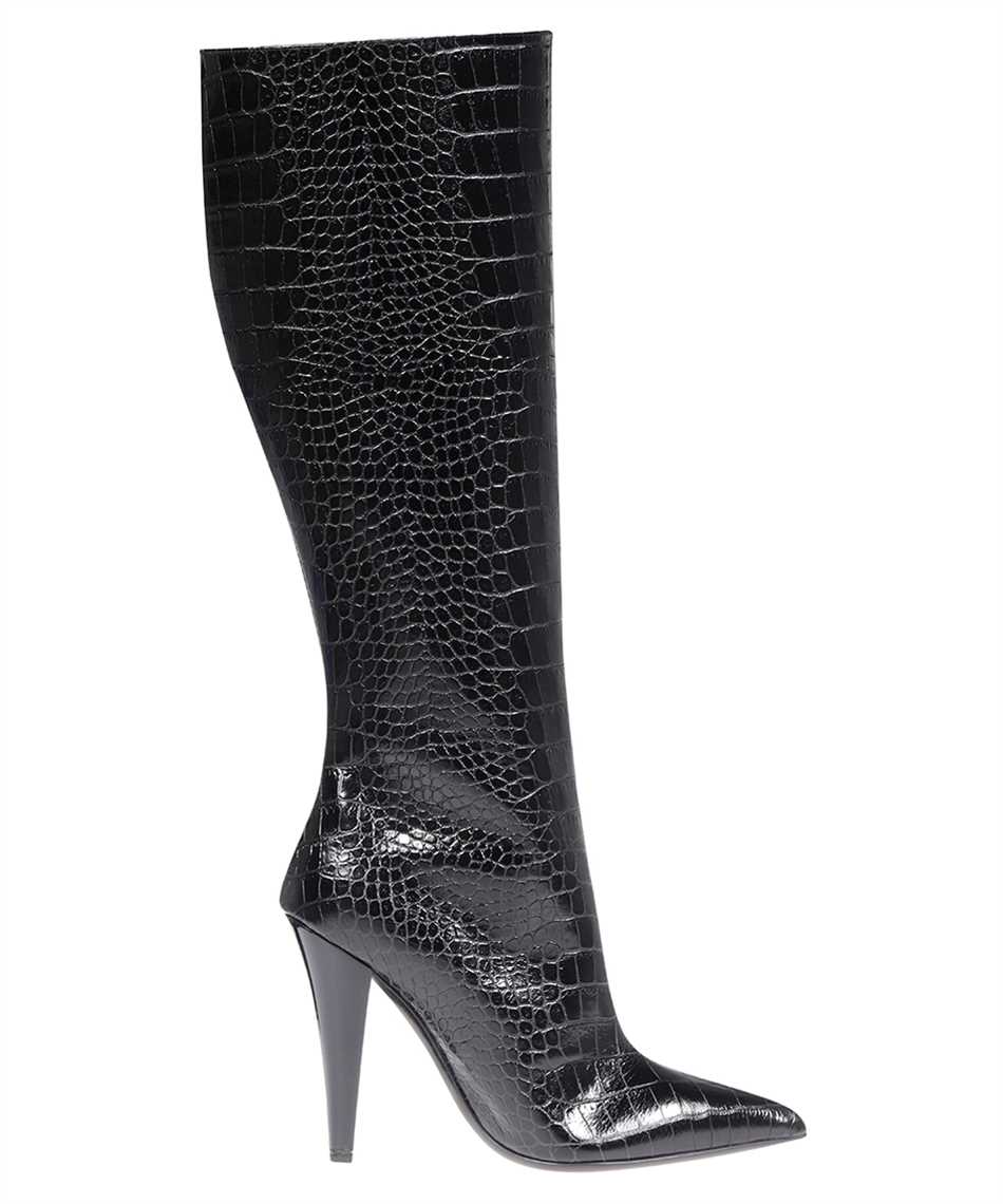 Croco-print leather boots