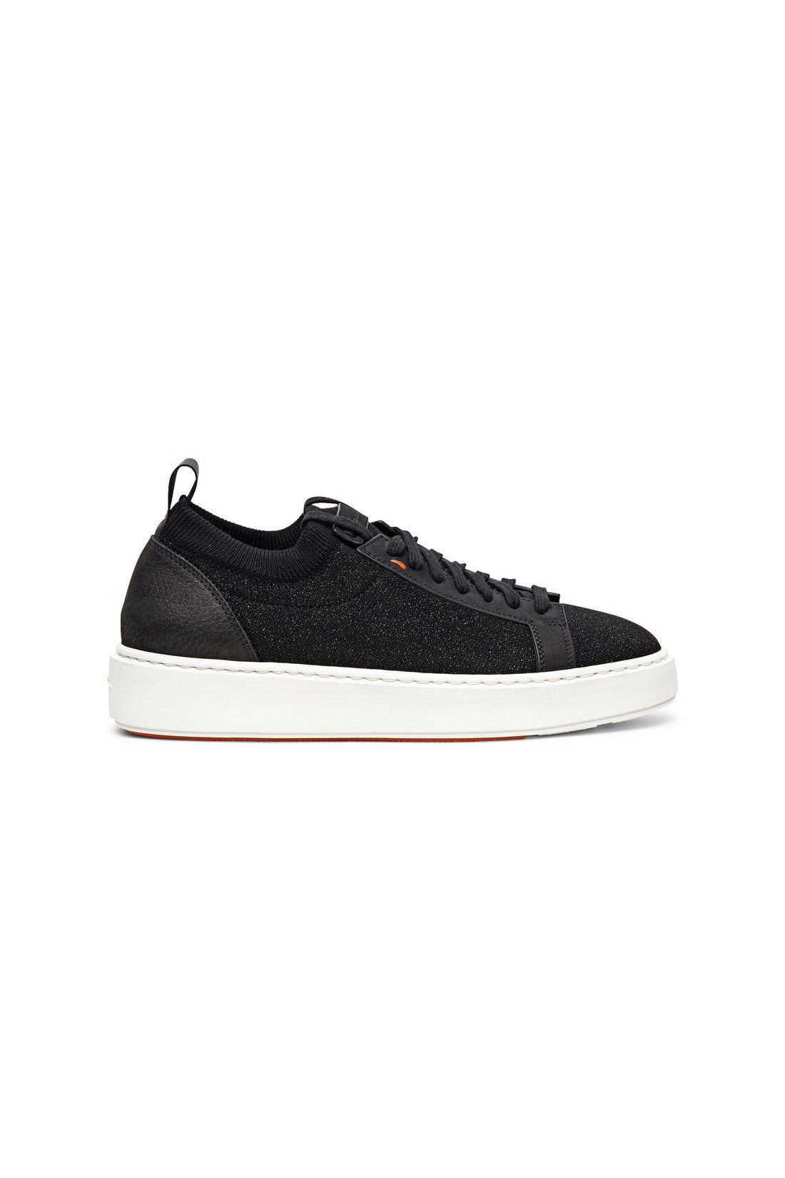 Women's black nubuck and stretch knit sneaker