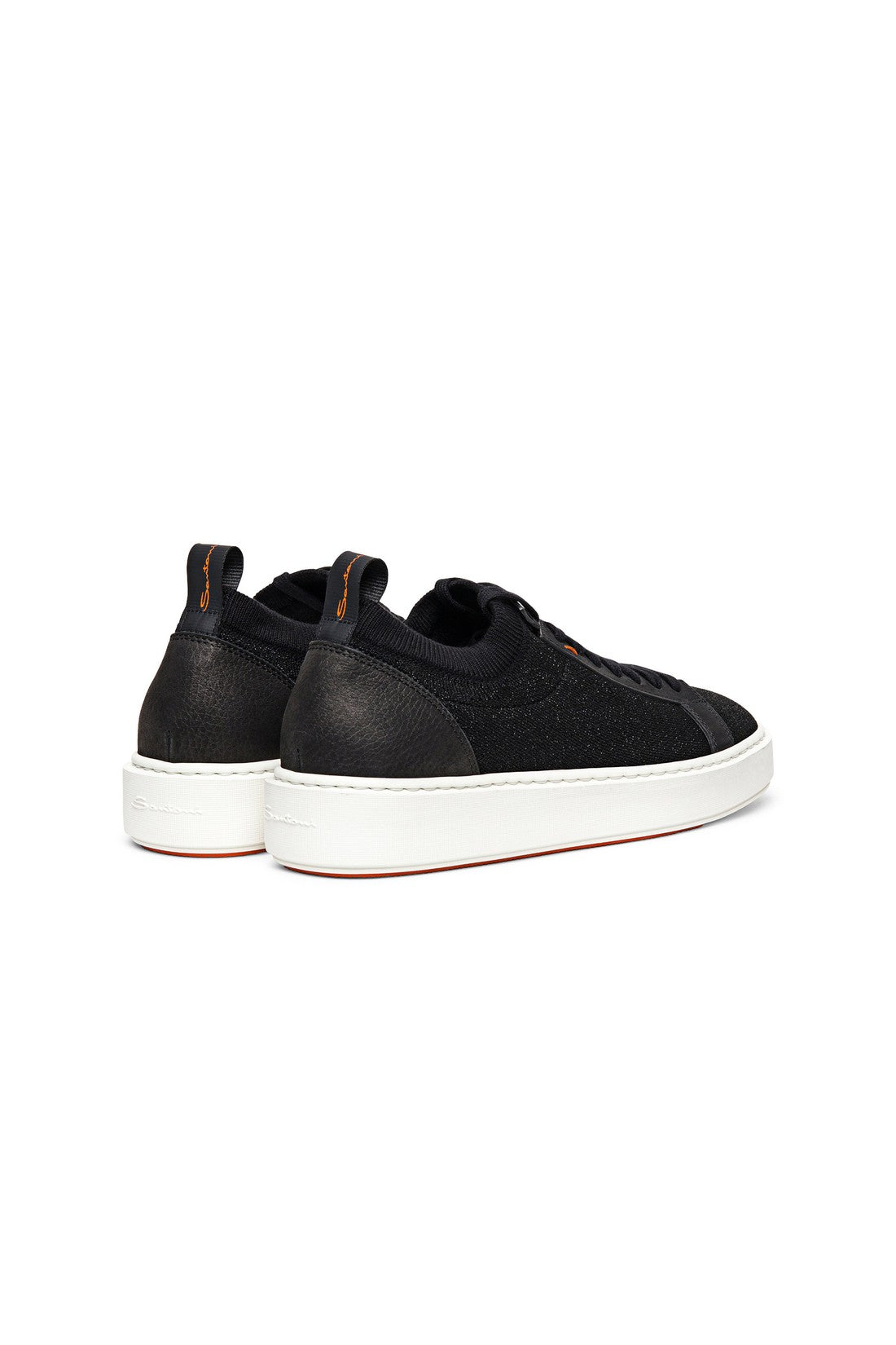 Women's black nubuck and stretch knit sneaker