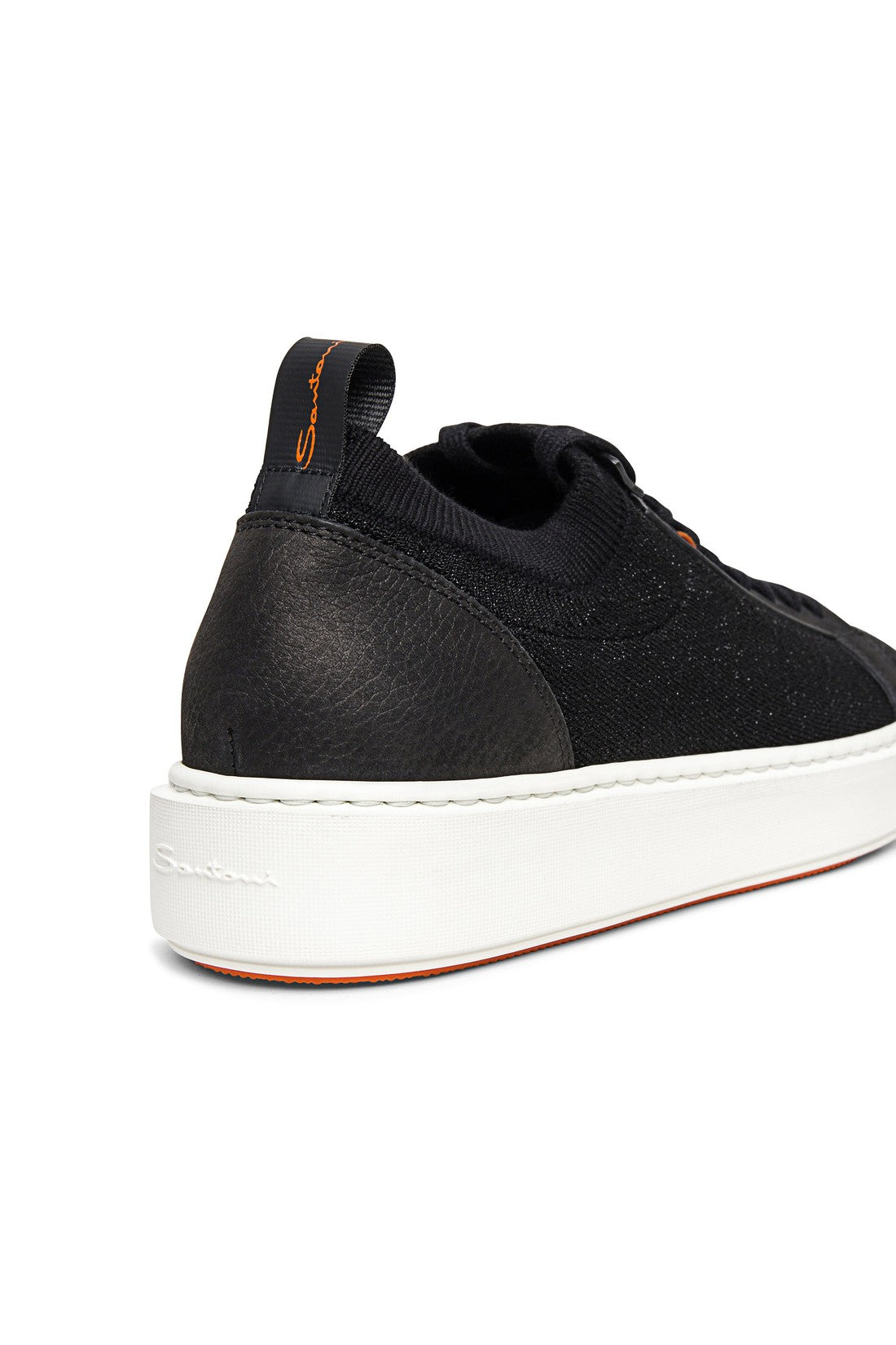 Women's black nubuck and stretch knit sneaker