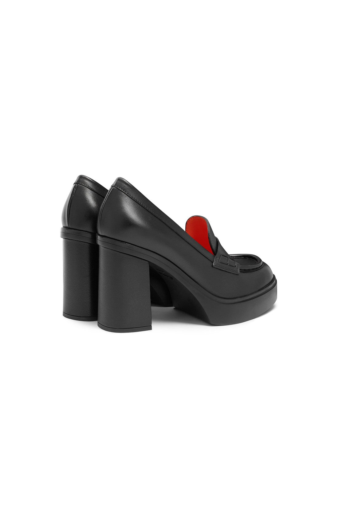 Women's black leather high-heel pump