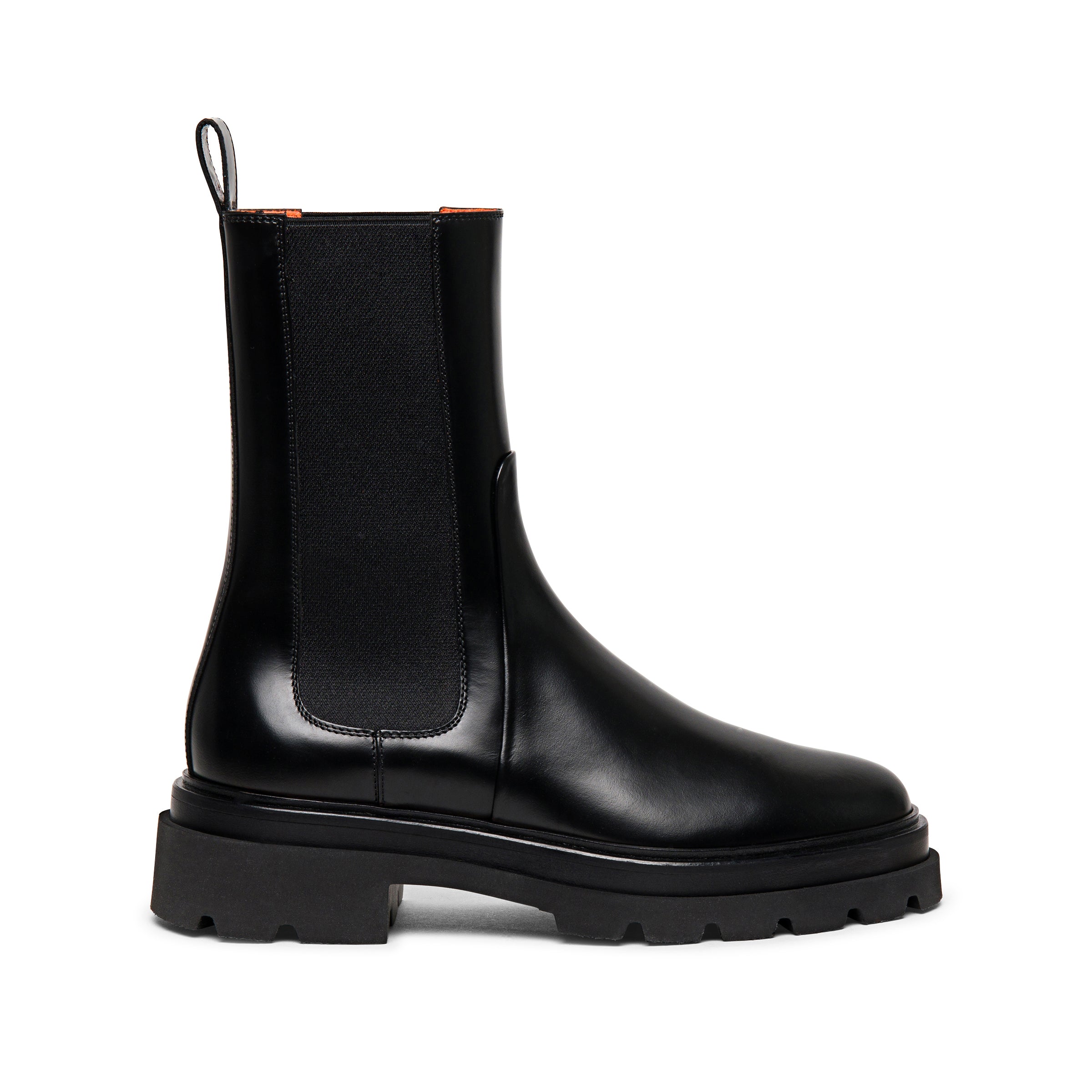 Women's black leather combat boots