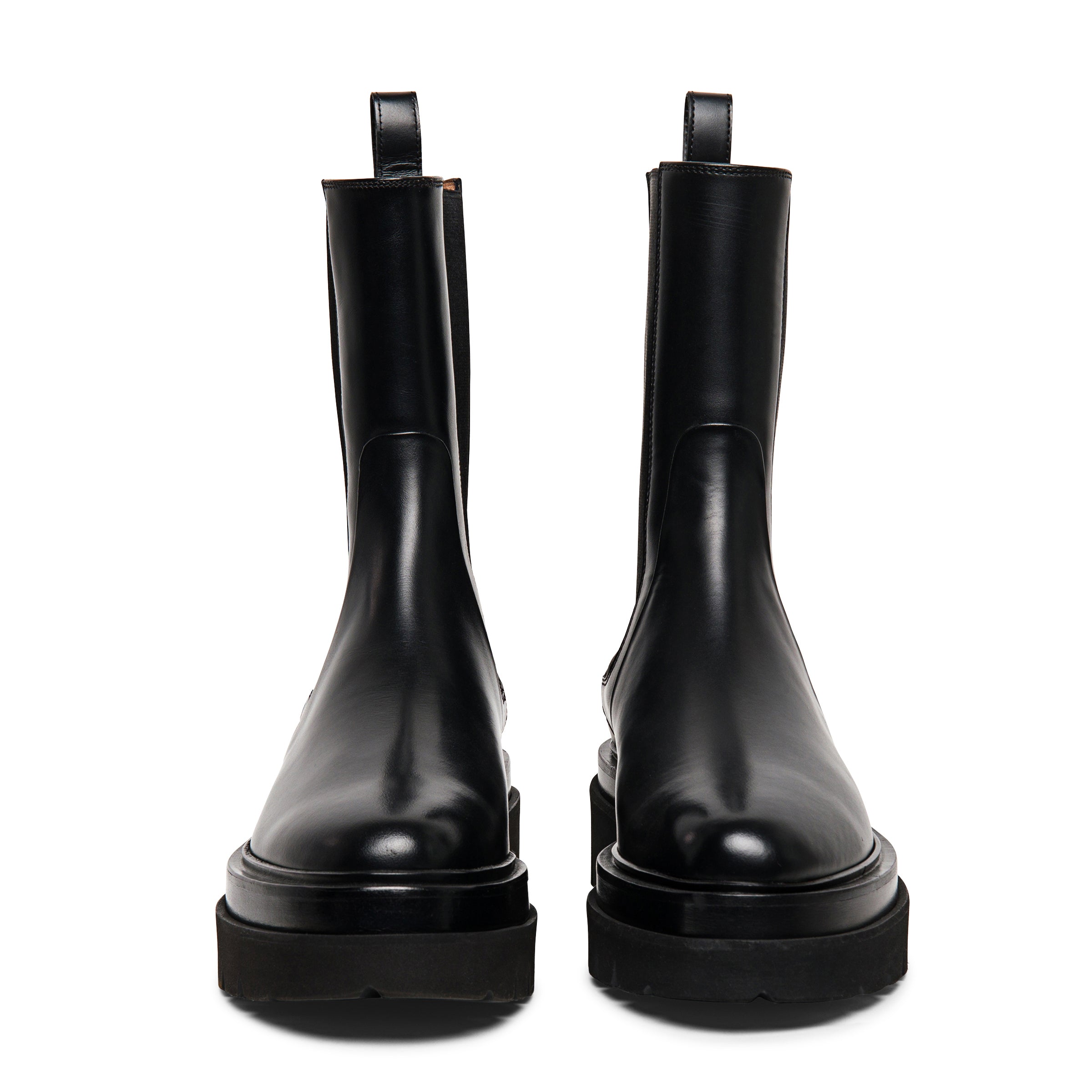 Women's black leather combat boots