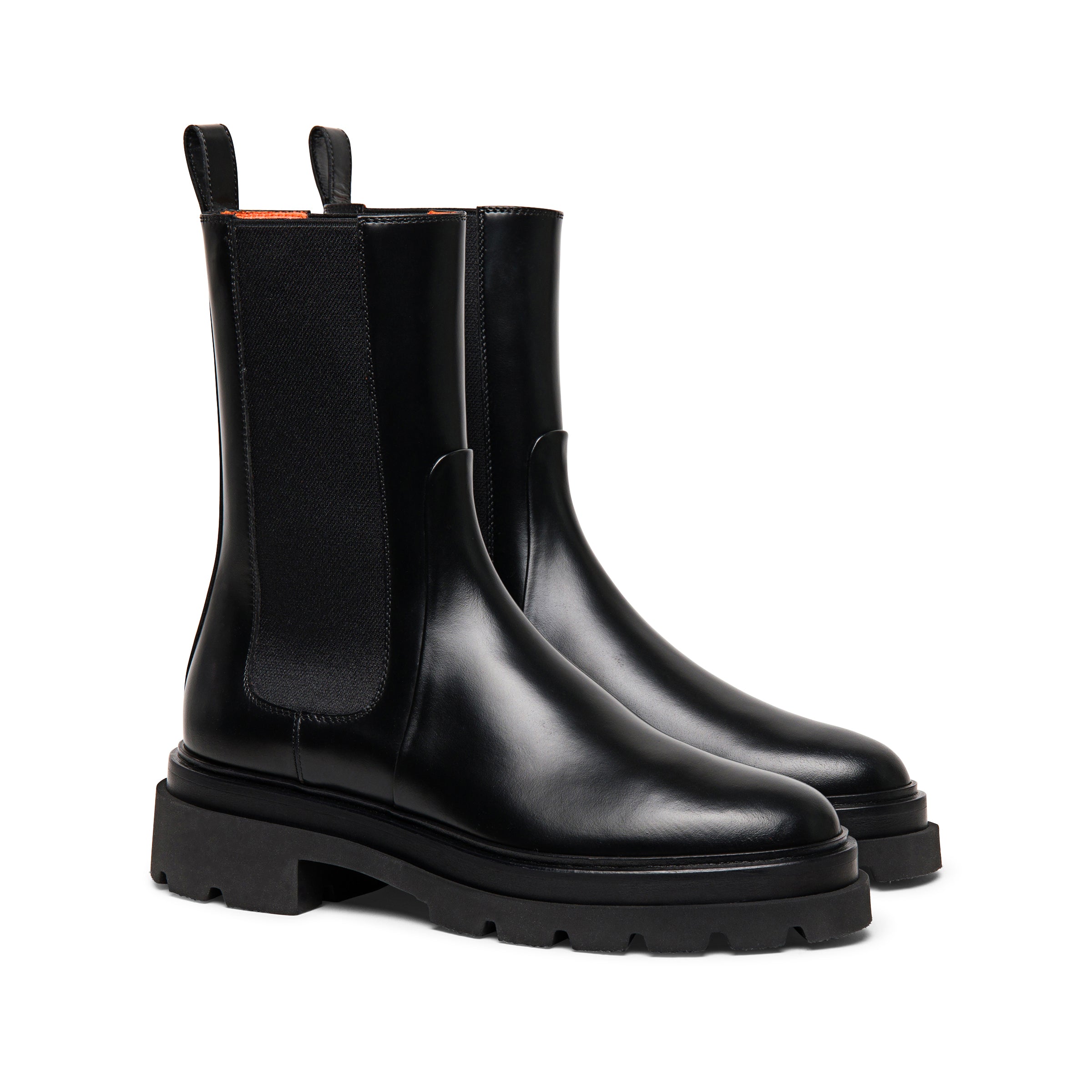 Women's black leather combat boot