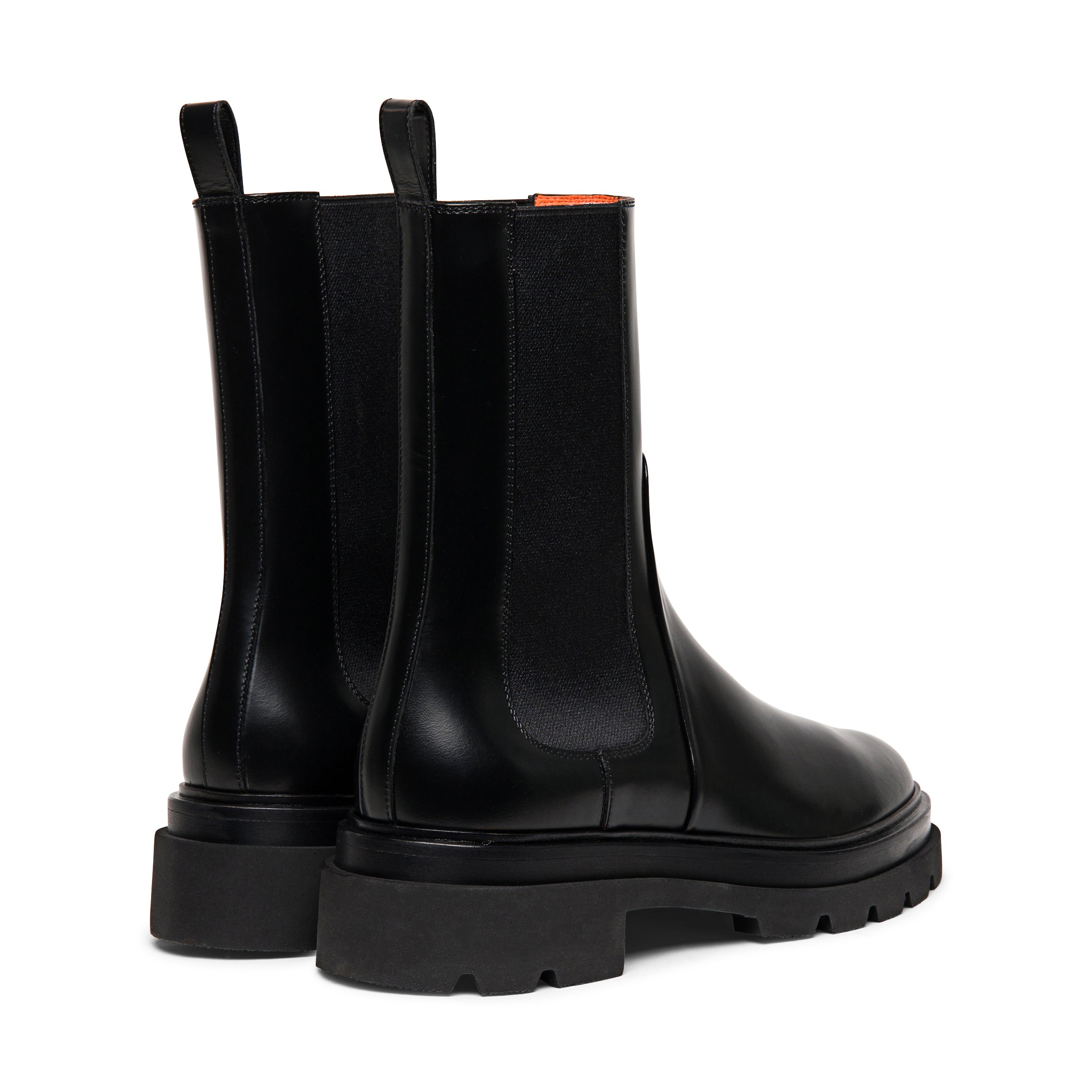 Women's black leather combat boot