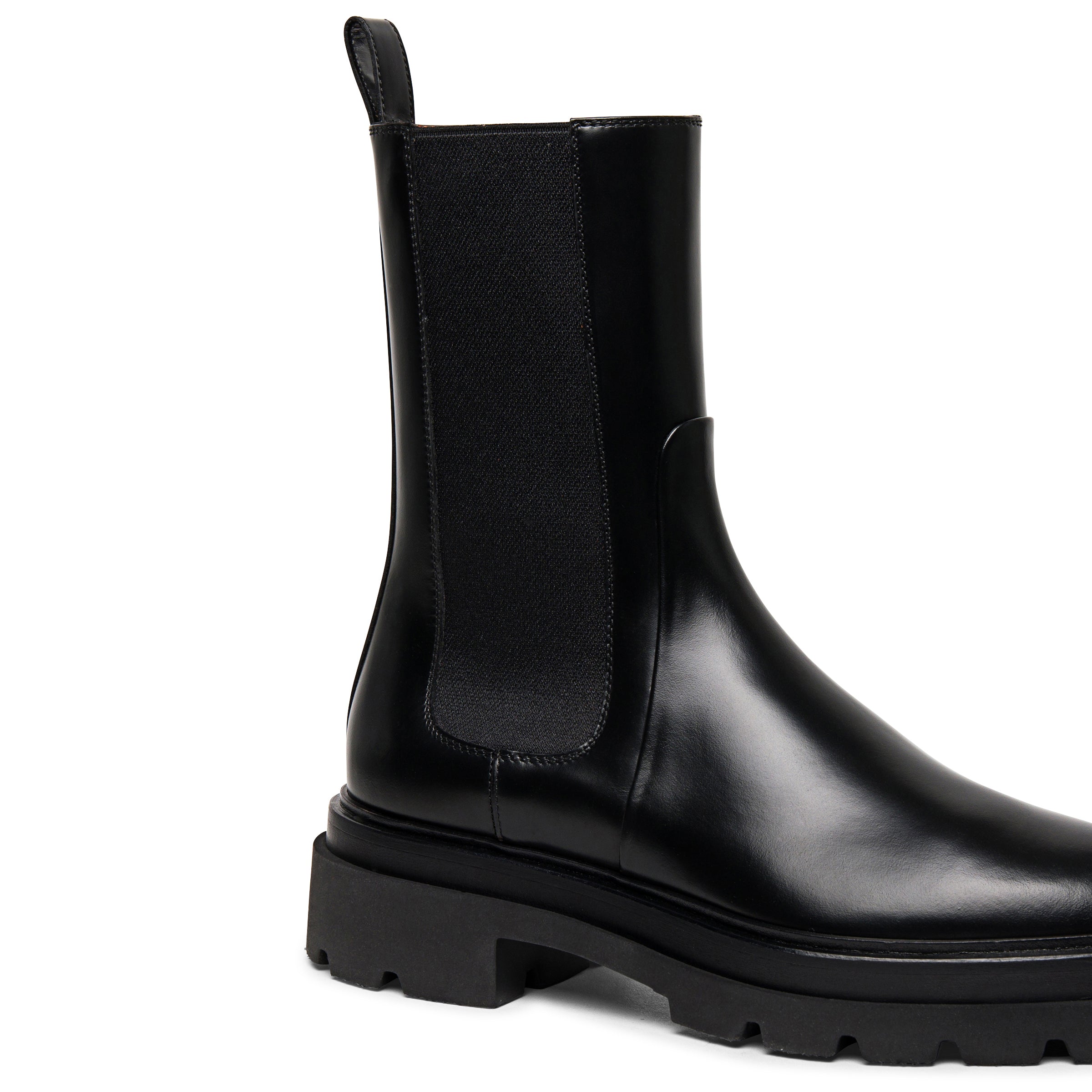 Women's black leather combat boot