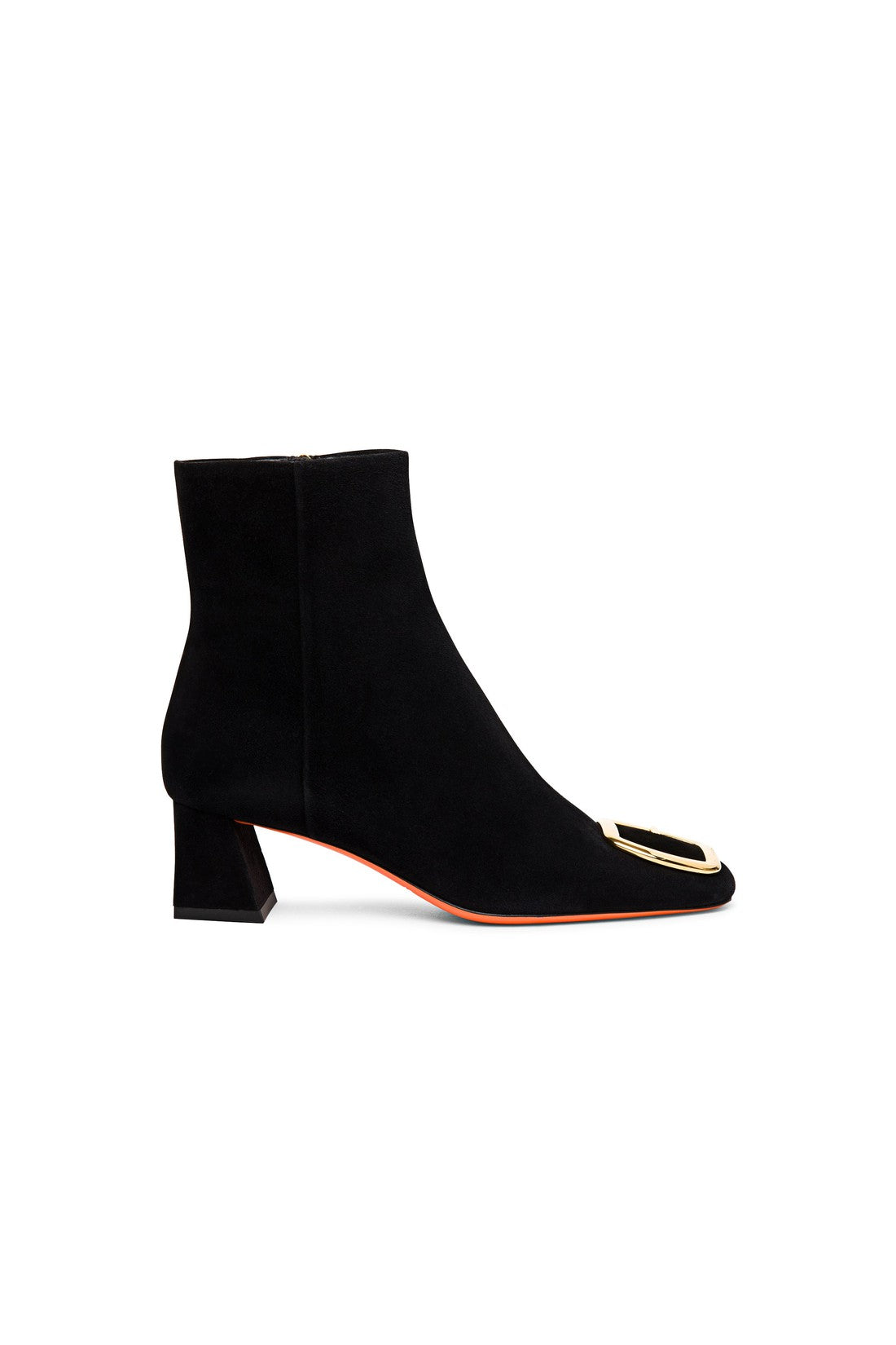 Women's black suede mid-heel boot