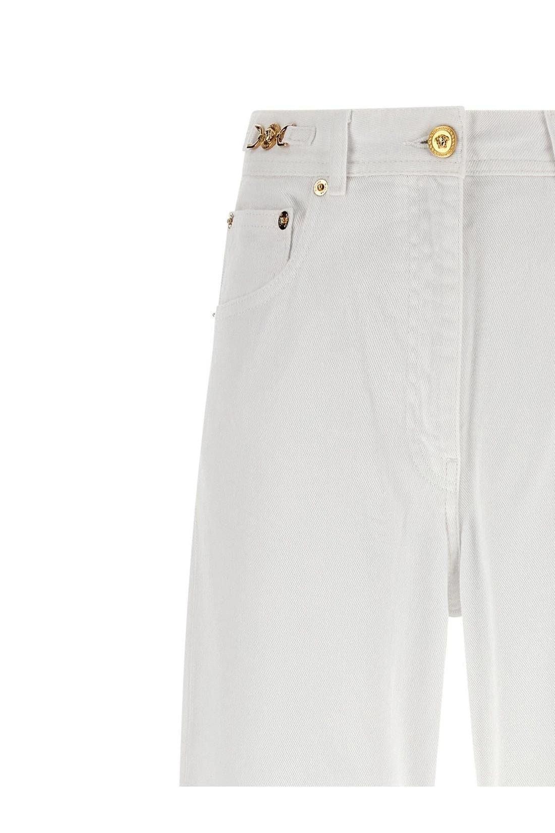 Versace-OUTLET-SALE-White cotton jeans-ARCHIVIST