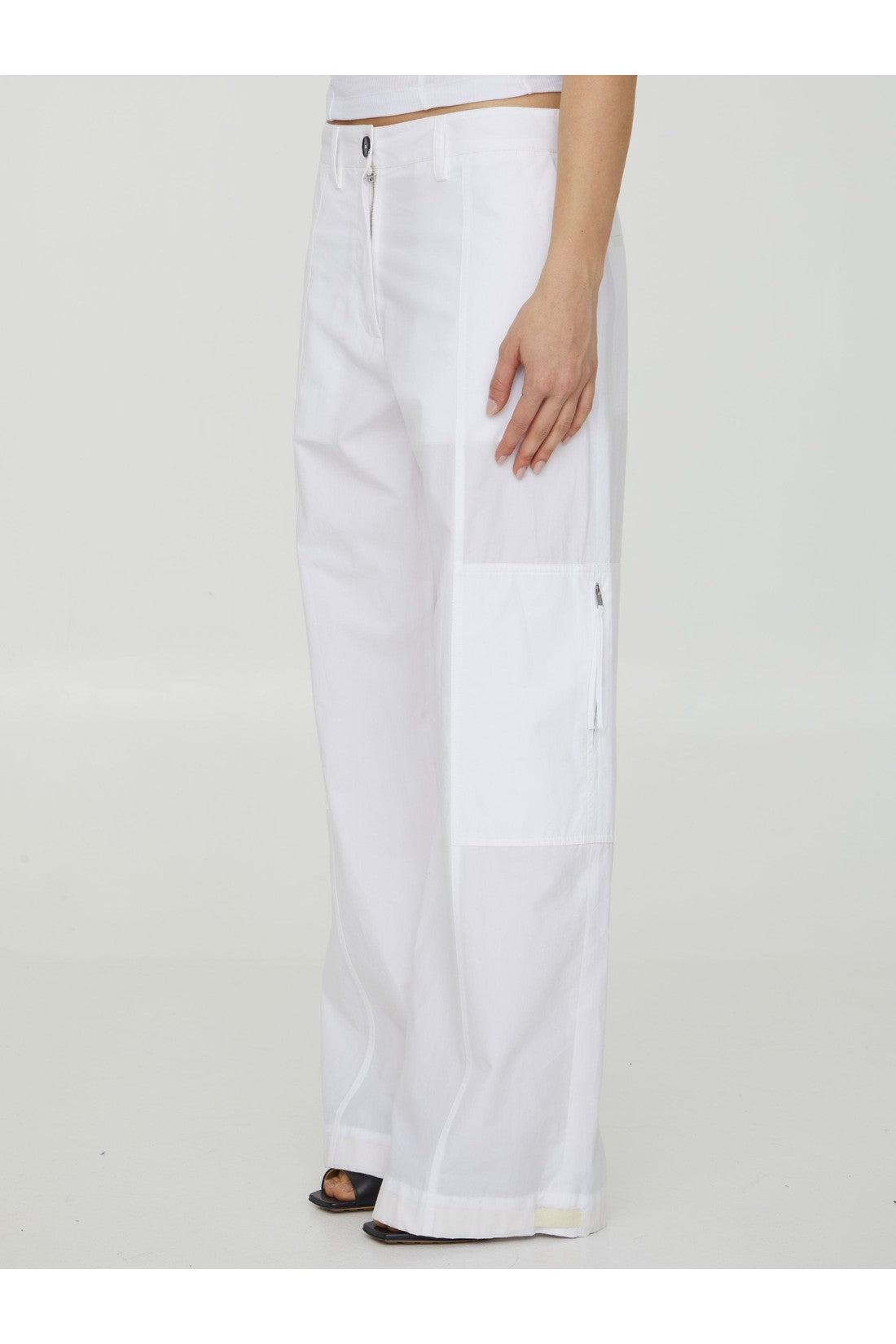 JIL SANDER-OUTLET-SALE-White cotton pants-ARCHIVIST