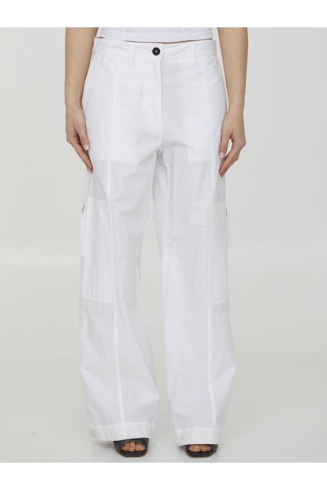 JIL SANDER-OUTLET-SALE-White cotton pants-ARCHIVIST