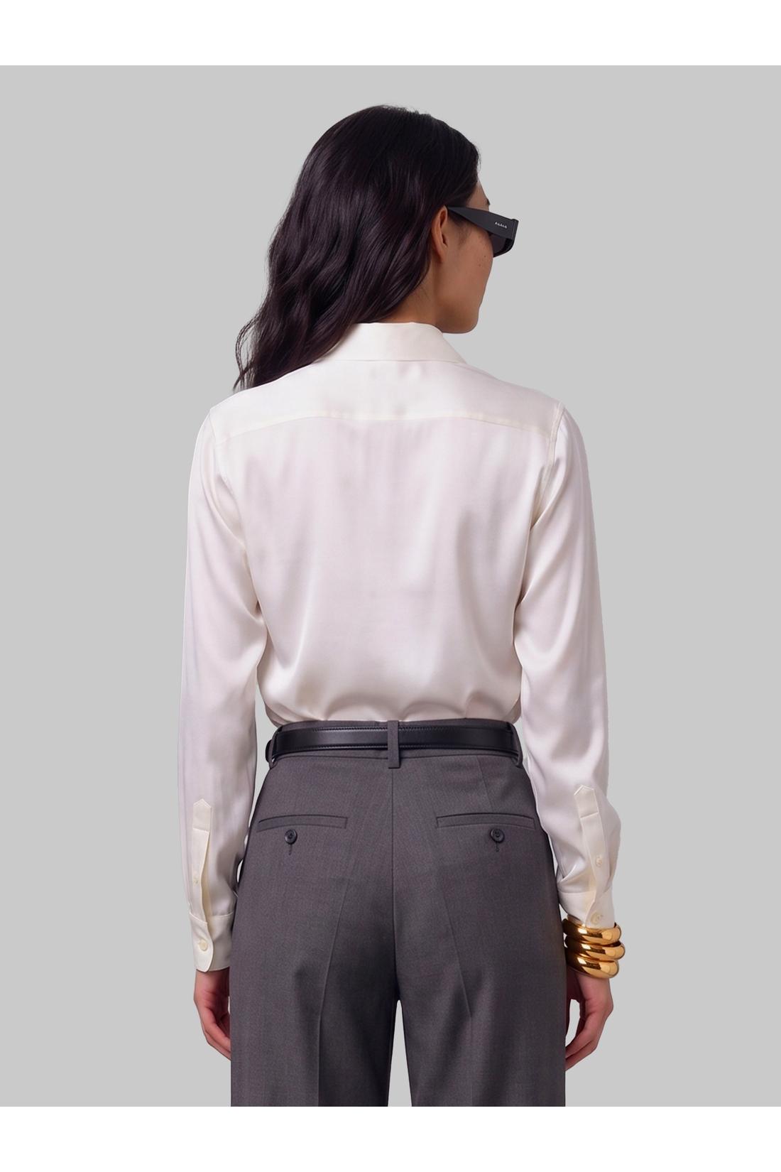 Sutton new york-OUTLET-SALE-White stretch silk shirt-ARCHIVIST