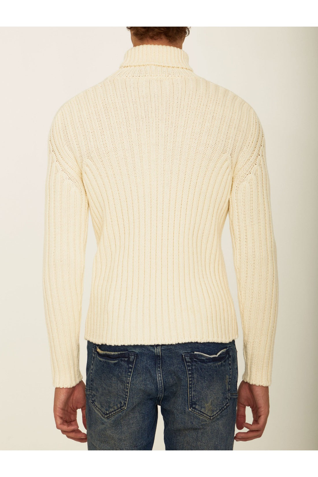 TEN C-OUTLET-SALE-White wool turtleneck-ARCHIVIST